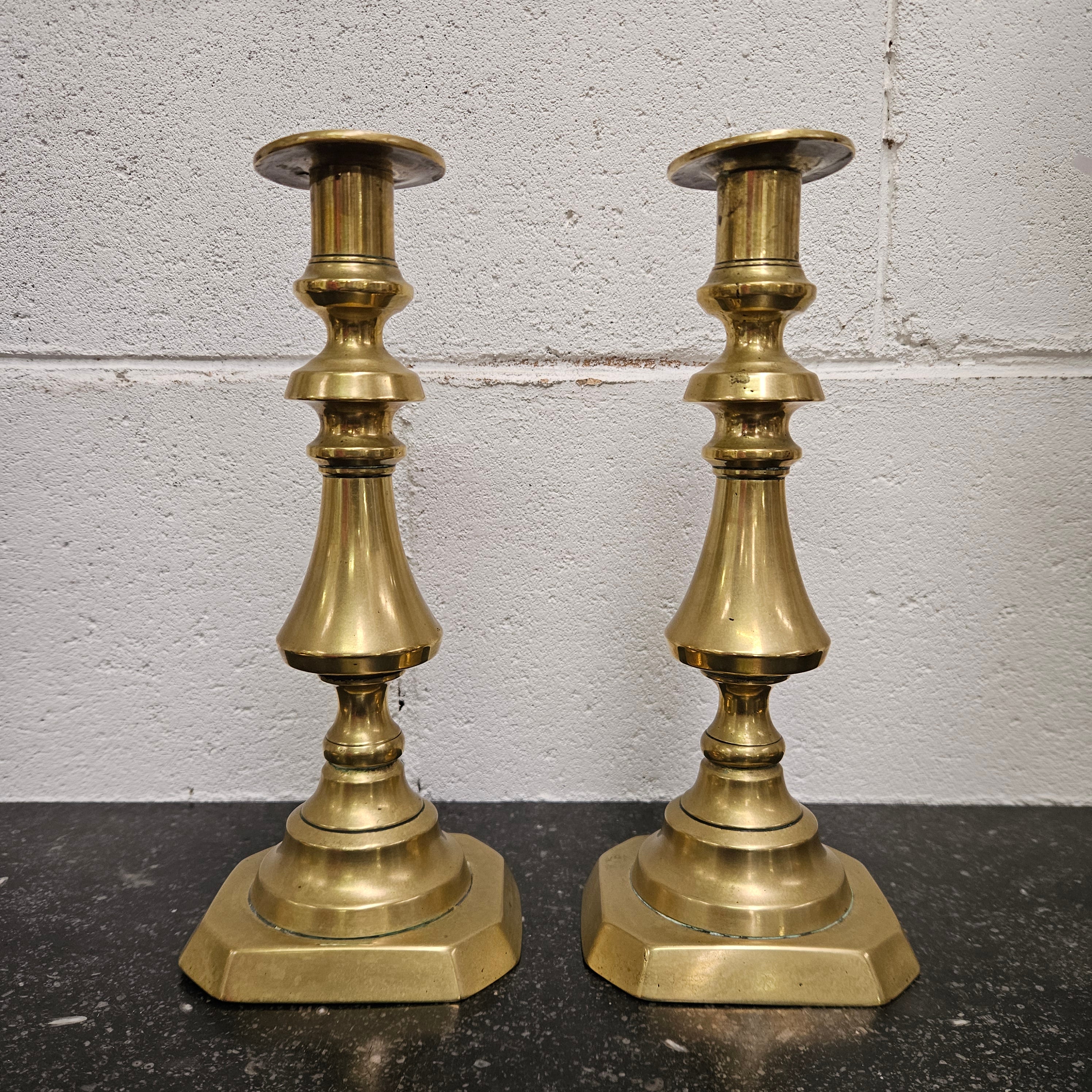 Pair of Mid 19th Century English Brass Candlesticks | Antique & Vintage | Moonee Ponds Antiques | Australia Wide Delivery