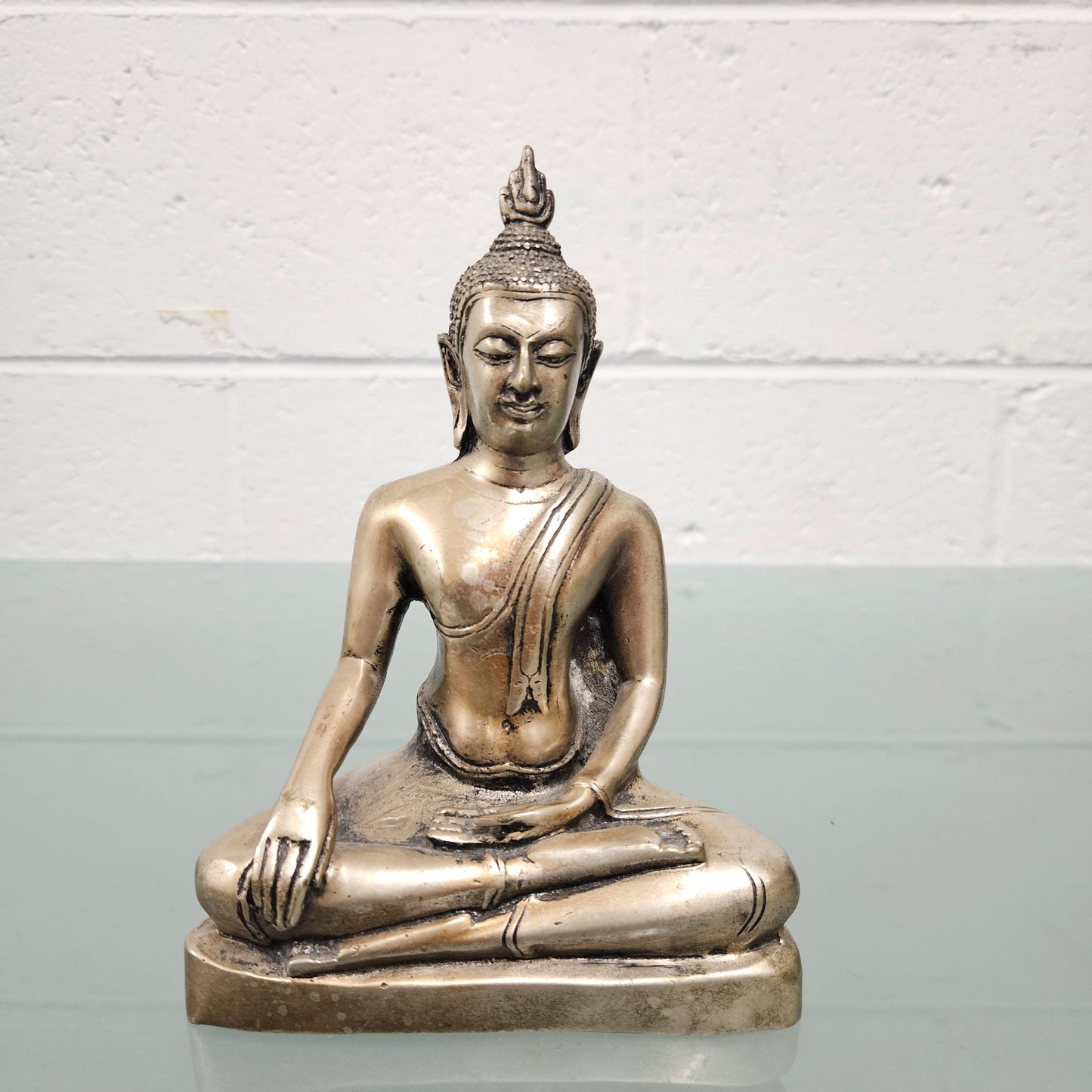 Silvered Bronze Thai Buddha Statue