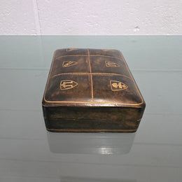 Superb Vintage Gold Embossed Leather Trinket Box