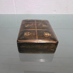 Superb Vintage Gold Embossed Leather Trinket Box | Antique & Vintage | Moonee Ponds Antiques | Australia Wide Delivery
