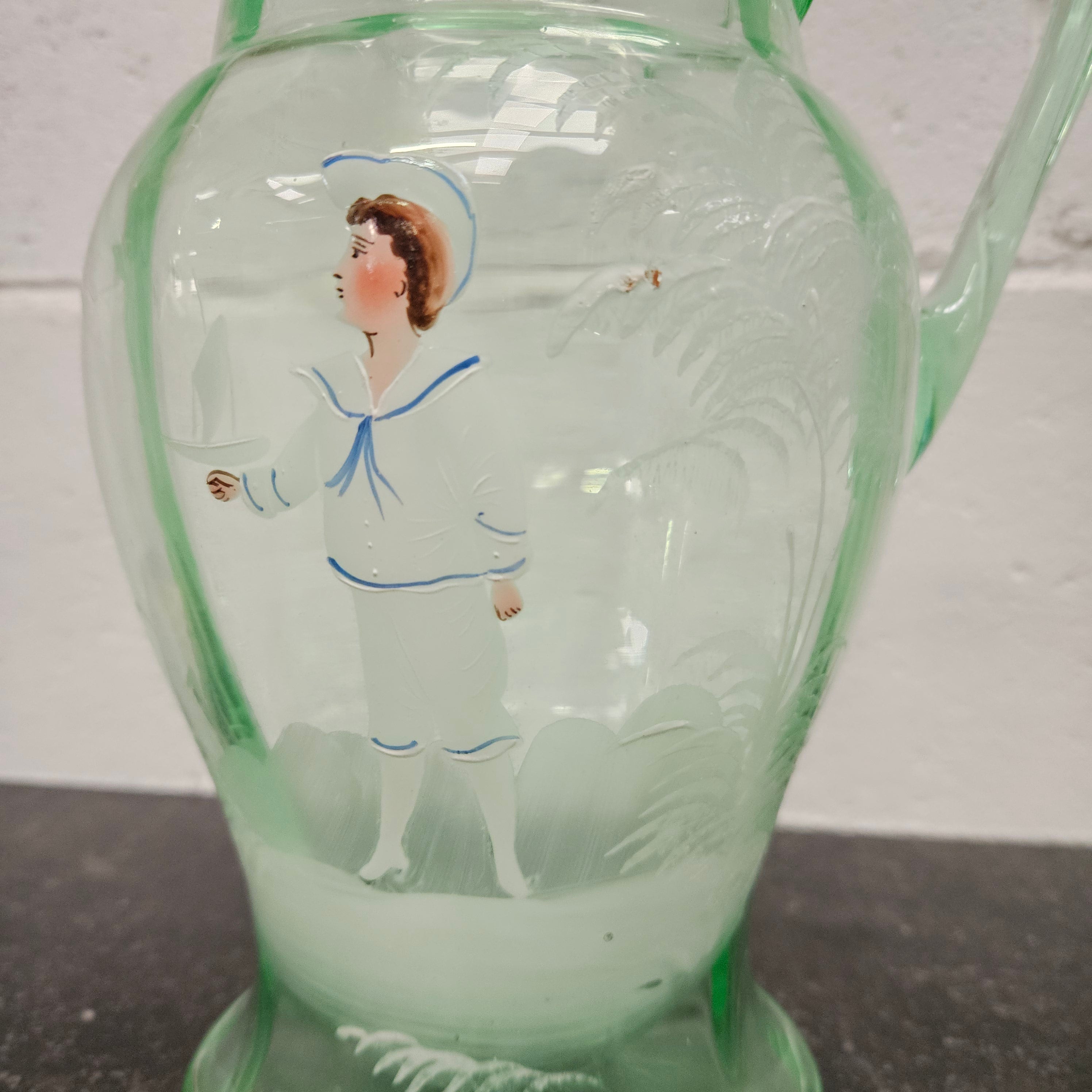 Uranium Glass Mary Gregory Style Large Jug | Antique & Vintage | Moonee Ponds Antiques | Australia Wide Delivery