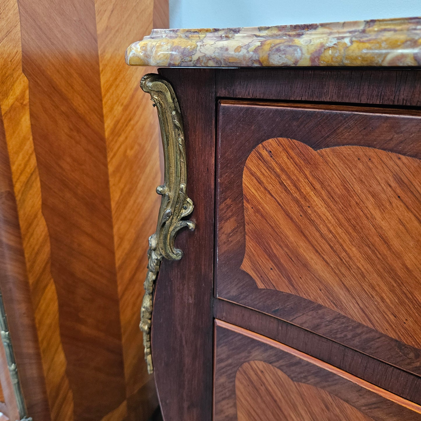 Attractive  Louis XVth Style Marble Top Commode of Medium Proportions.