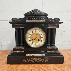 Stunning Kilpatrick & Co Mantle Clock Inlaid Marble/Slate Case | Antique & Vintage | Moonee Ponds Antiques | Australia Wide Delivery