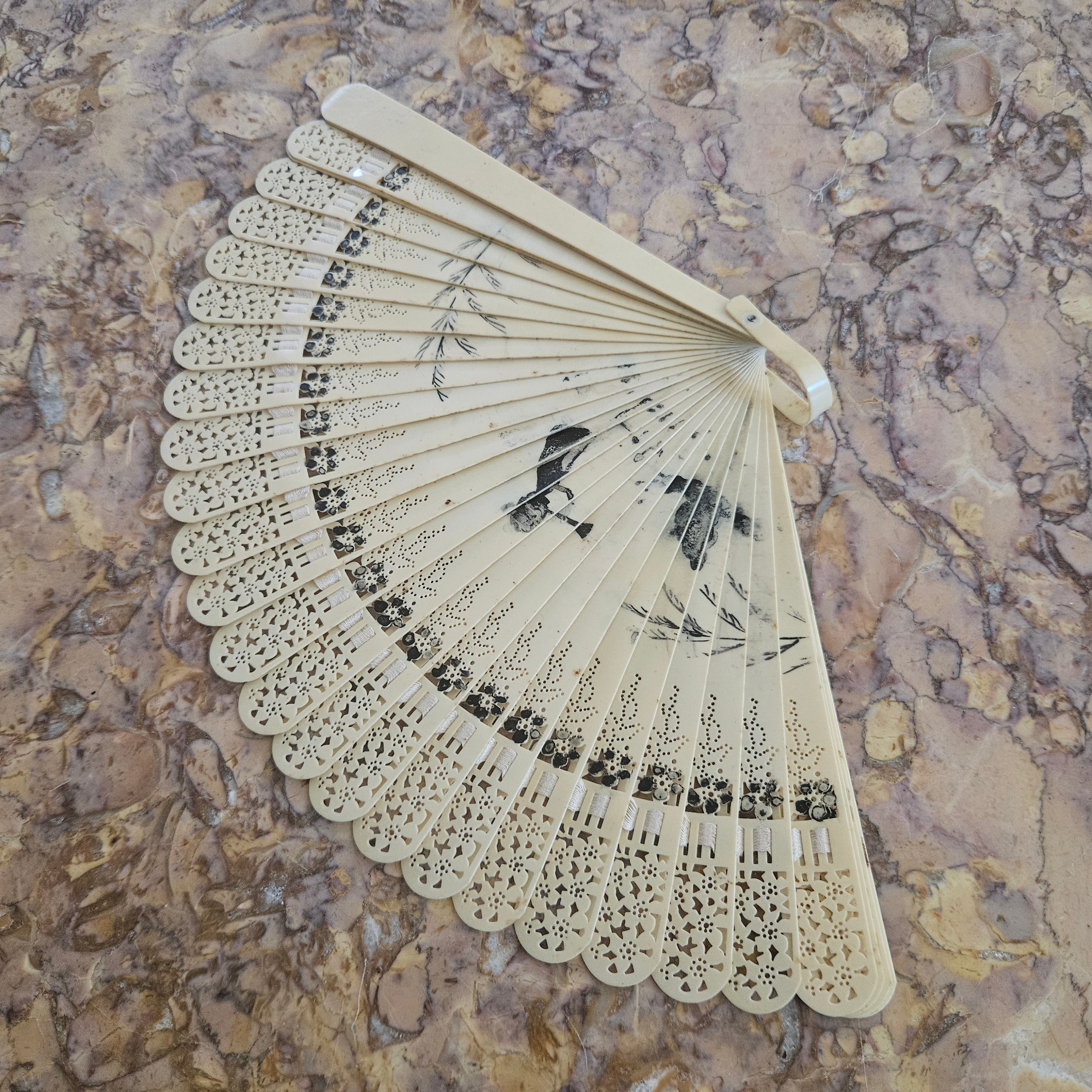 Art Deco Celluloid Fan Hand Painted | Antique & Vintage | Moonee Ponds Antiques | Australia Wide Delivery