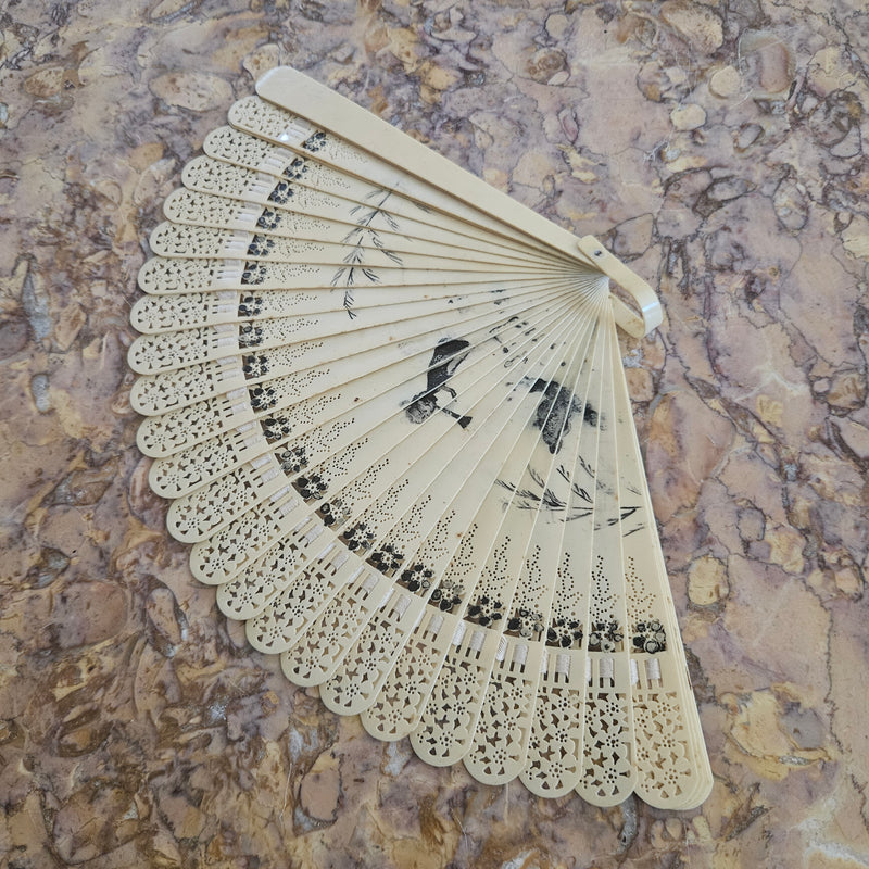 Art Deco Celluloid Fan Hand Painted