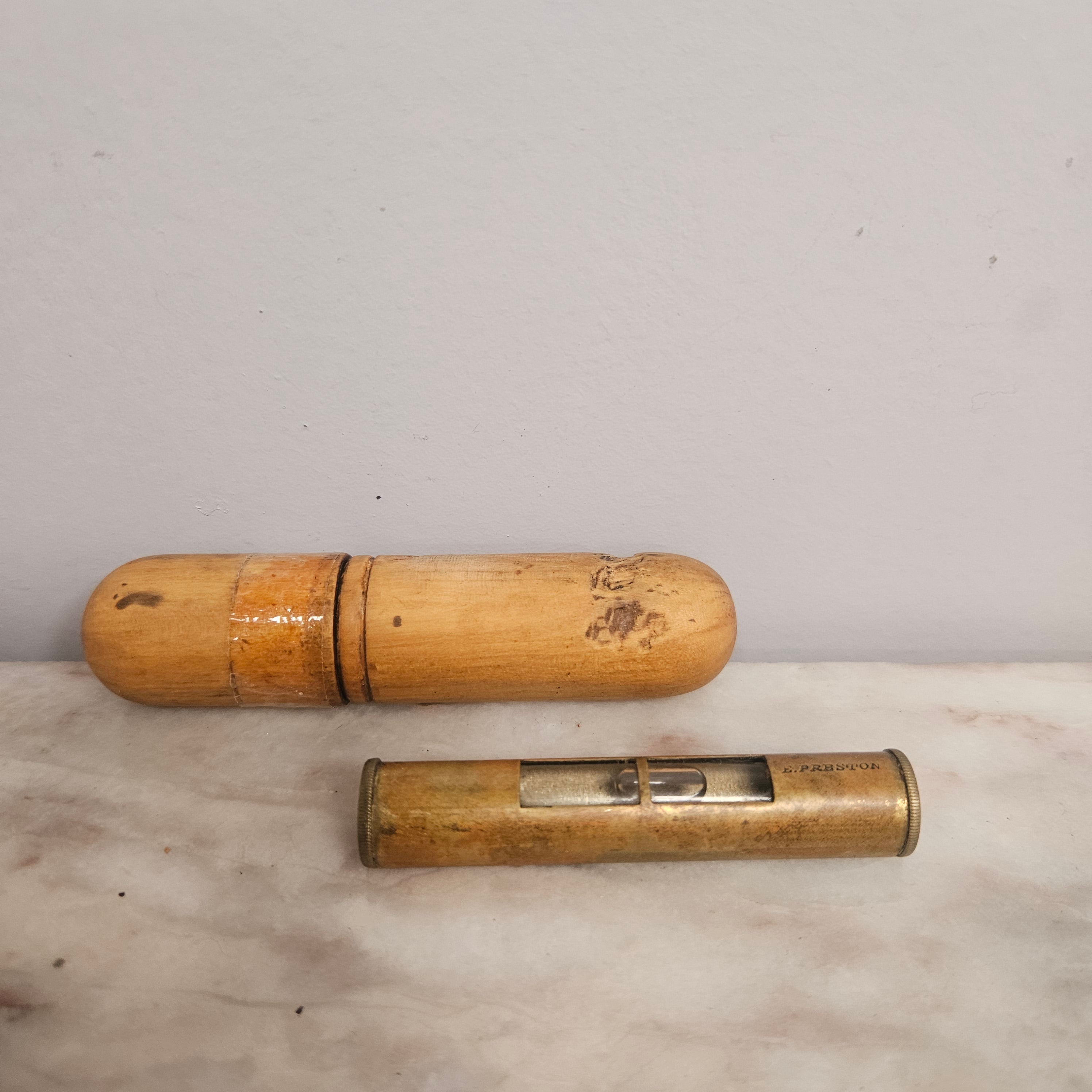 Vintage Brass Level In Treen Cover | Antique & Vintage | Moonee Ponds Antiques | Australia Wide Delivery