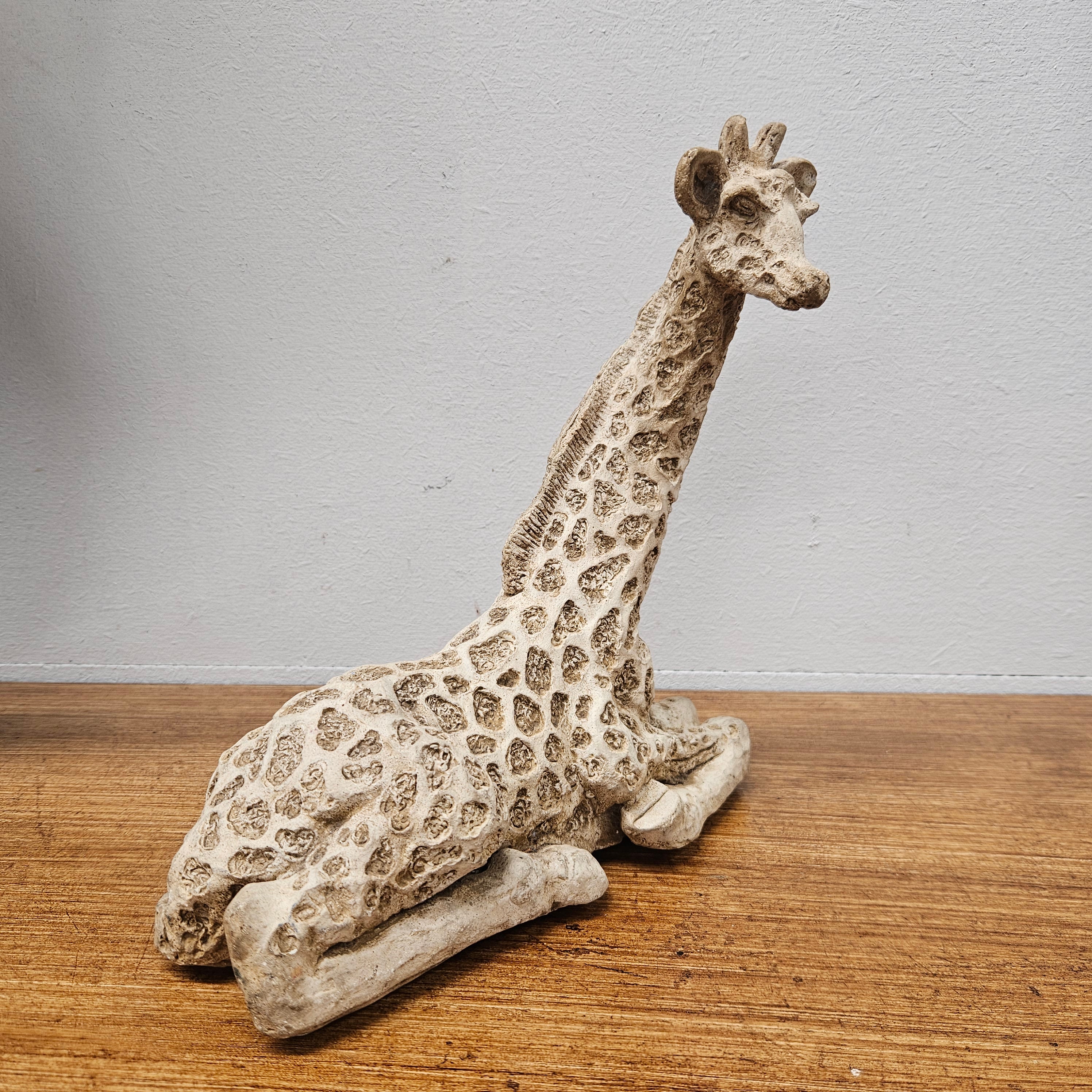 Vintage Painted Concrete Sitting Giraffe Statue | Antique & Vintage | Moonee Ponds Antiques | Australia Wide Delivery