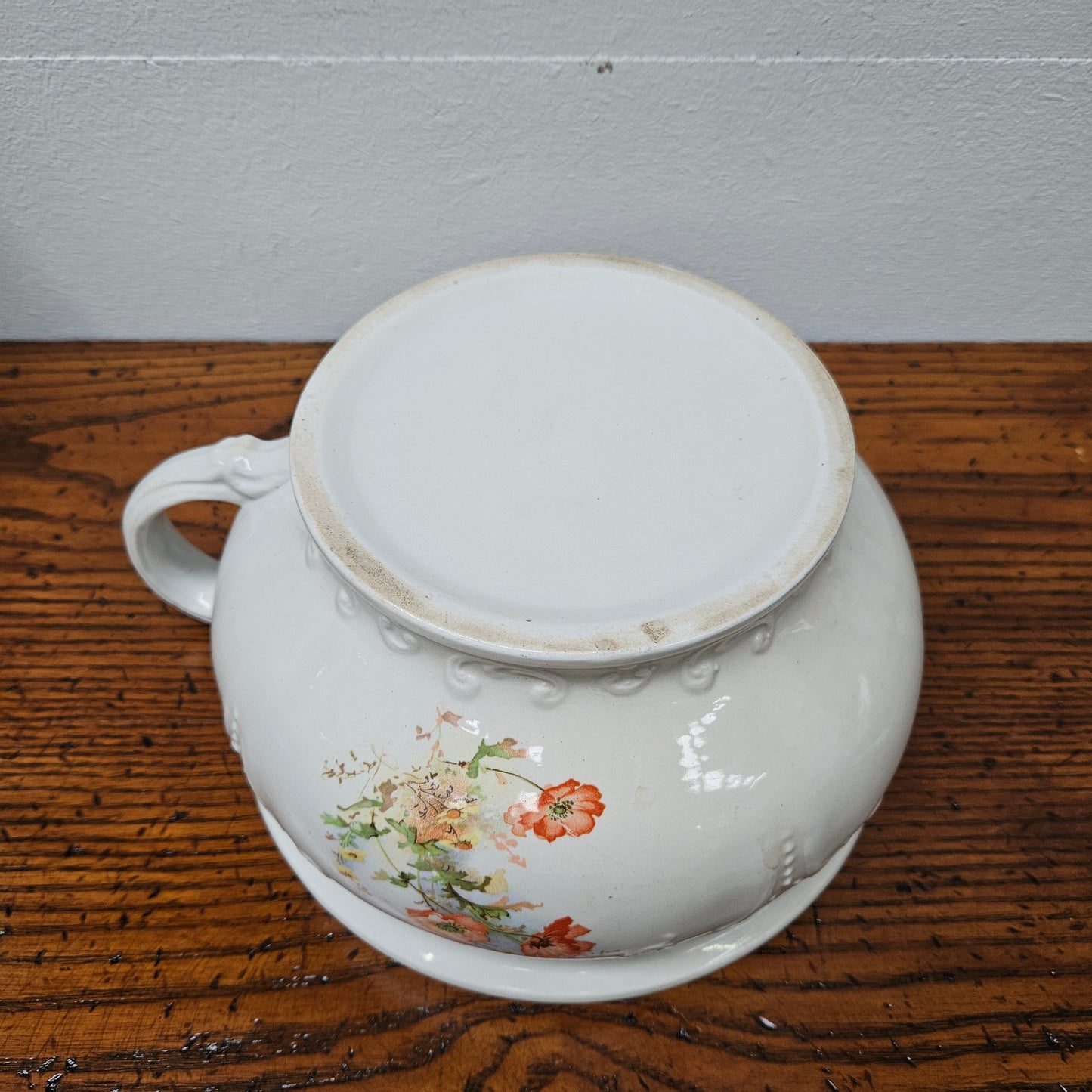 Antique Victorian White / Floral Chamber Pot