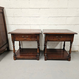 Antique French Oak Pair Bedside