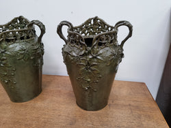 Stunning Pair Of Bronze Art Nouveau Vases by French Sculptor H. Bureau C:1890 | Antique & Vintage | Moonee Ponds Antiques | Australia Wide Delivery