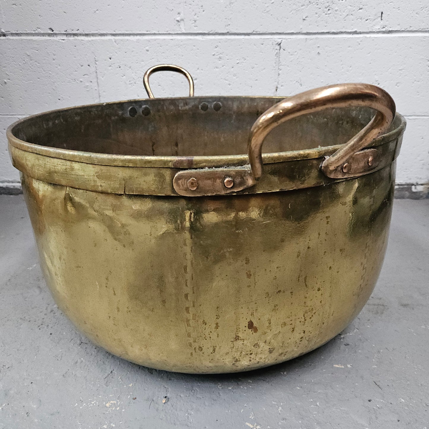 Large Antique brass bucket with handles