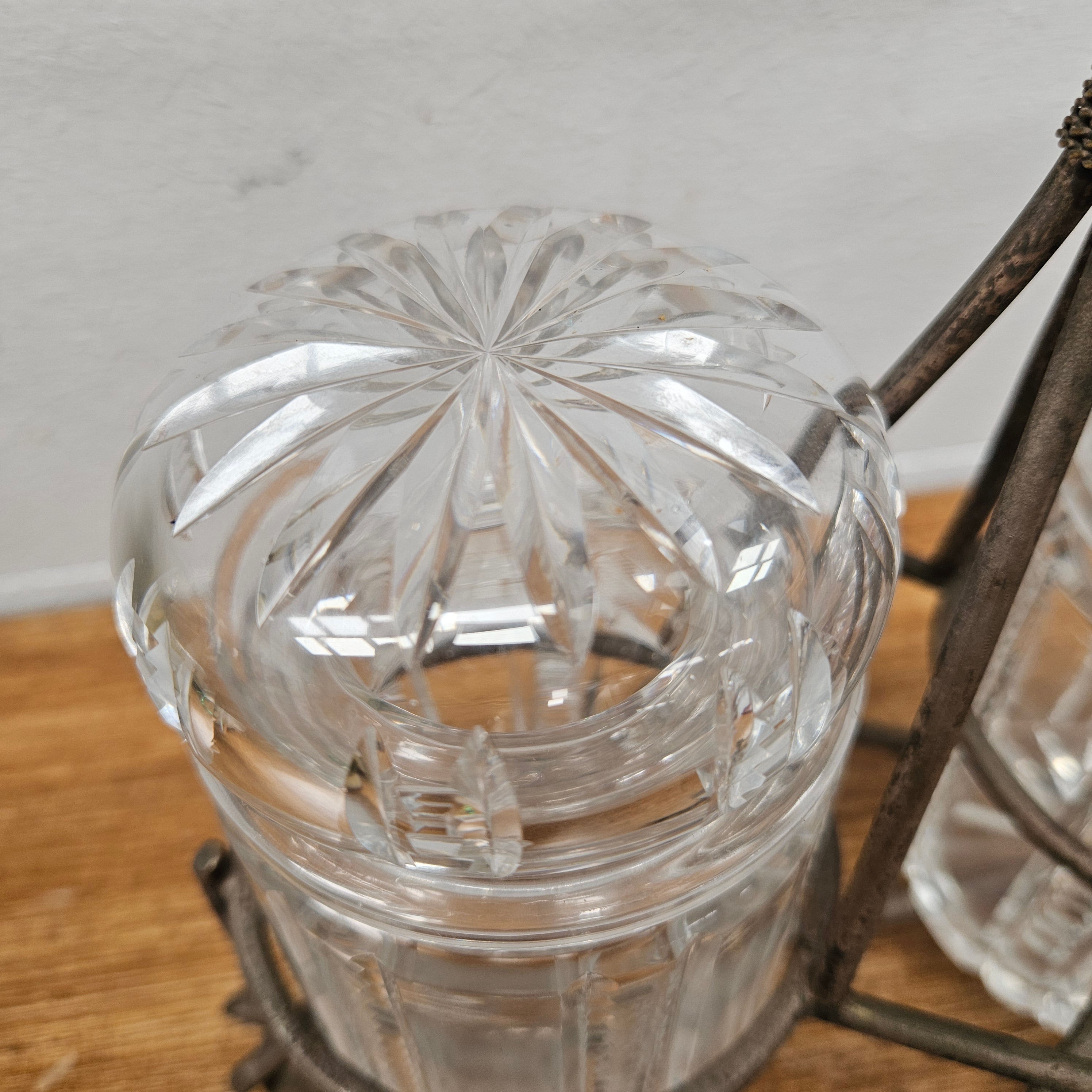 Antique Pick/Olive Glass Set In Stand | Antique & Vintage | Moonee Ponds Antiques | Australia Wide Delivery
