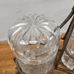 Antique Pick/Olive Glass Set In Stand | Antique & Vintage | Moonee Ponds Antiques | Australia Wide Delivery