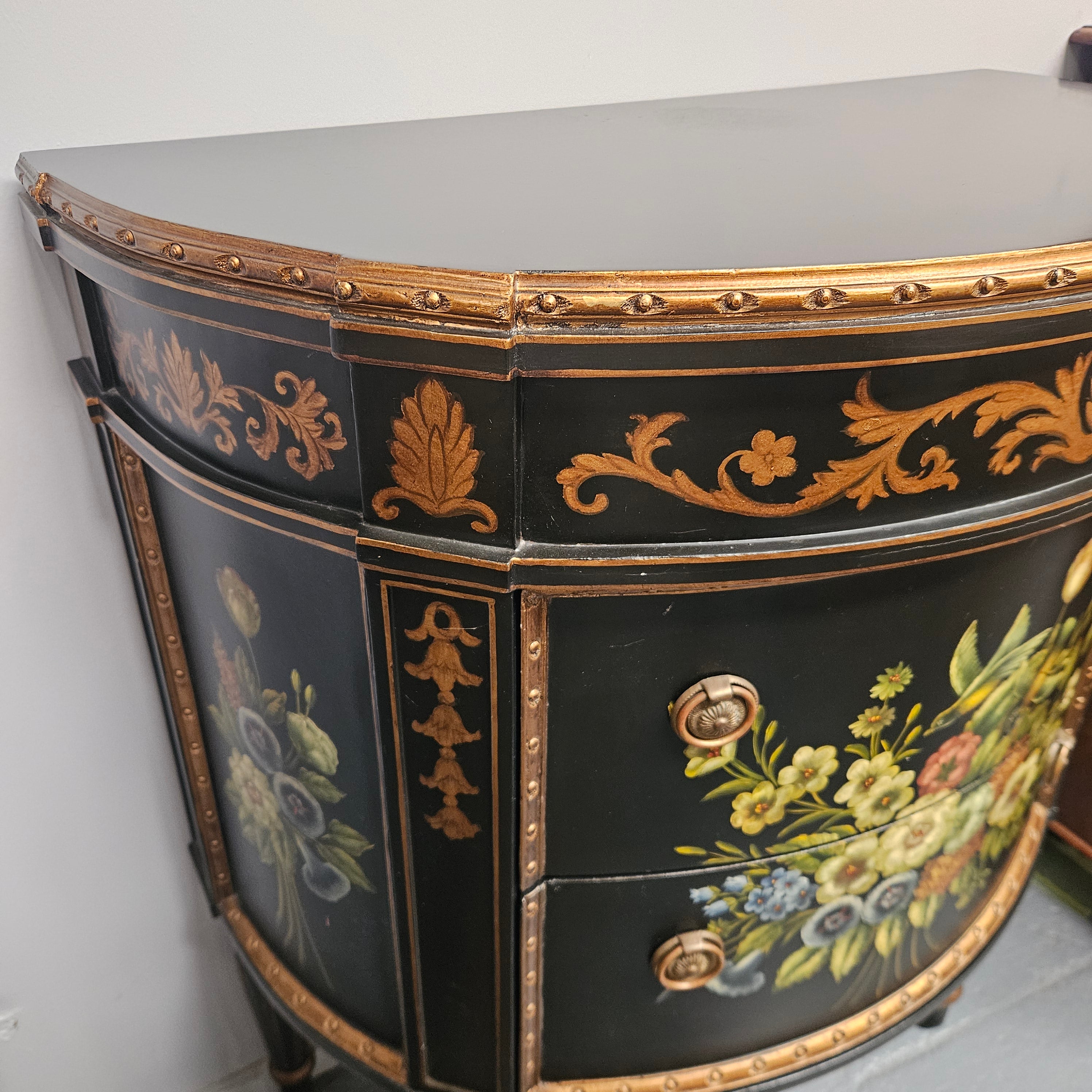 French Style Ebonised Hand Painted Chest of Drawers | Antique & Vintage | Moonee Ponds Antiques | Australia Wide Delivery