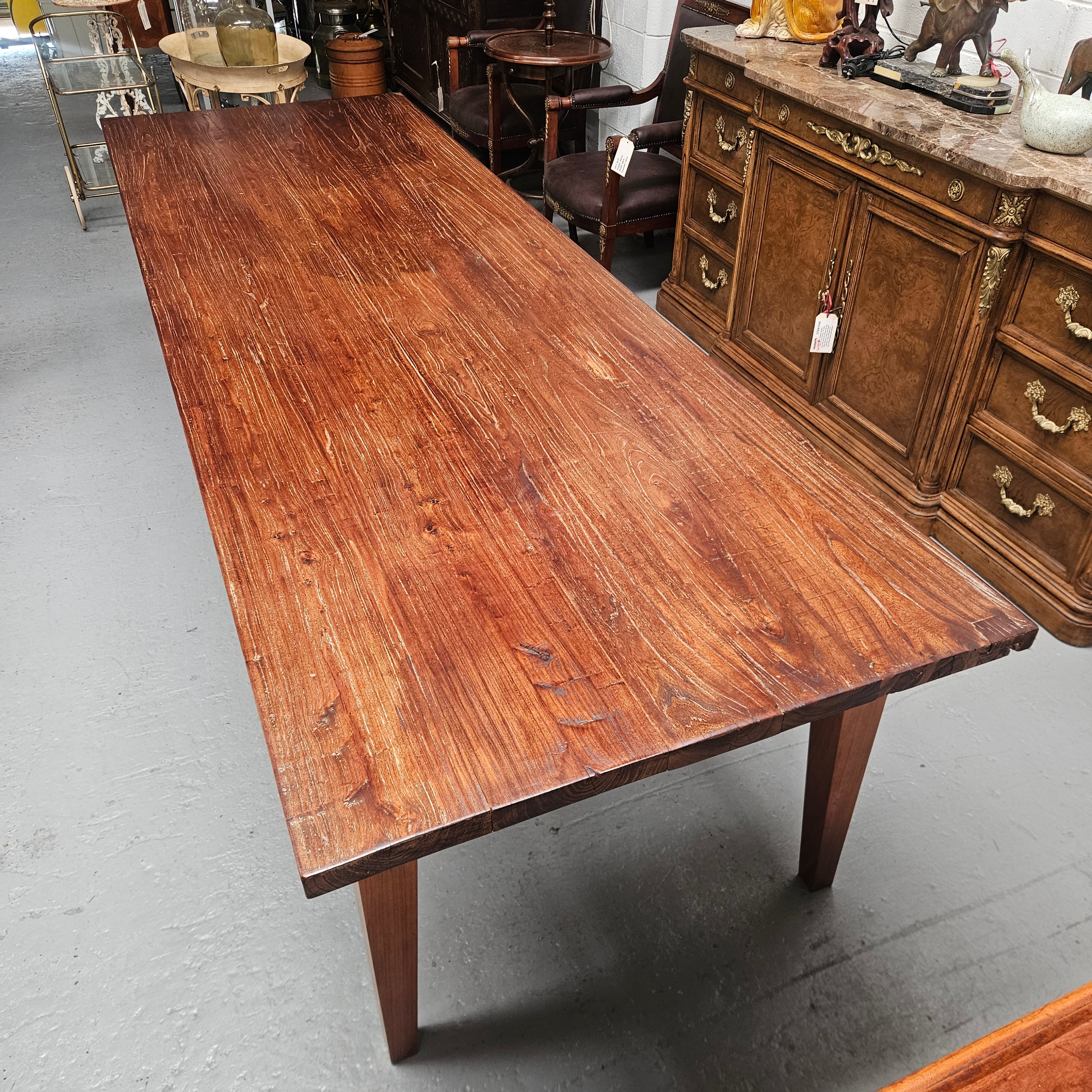 3 Meter Vintage Reclaimed Elm Top Farmhouse Style Dining Table | Antique & Vintage | Moonee Ponds Antiques | Australia Wide