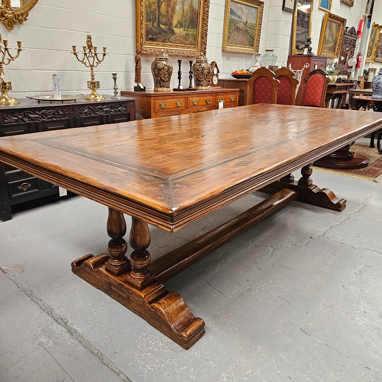 French Elm Farmhouse Style Dining Table