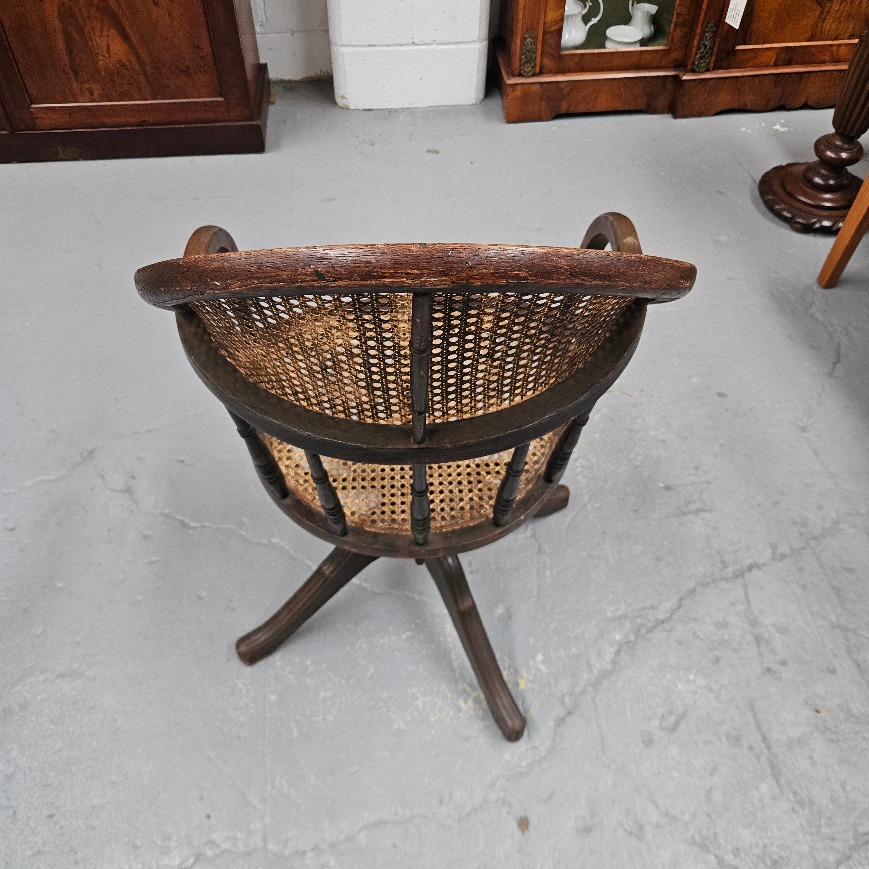 Antique Cane & Oak Office Desk Chair | Antique & Vintage | Moonee Ponds Antiques | Australia Wide Delivery