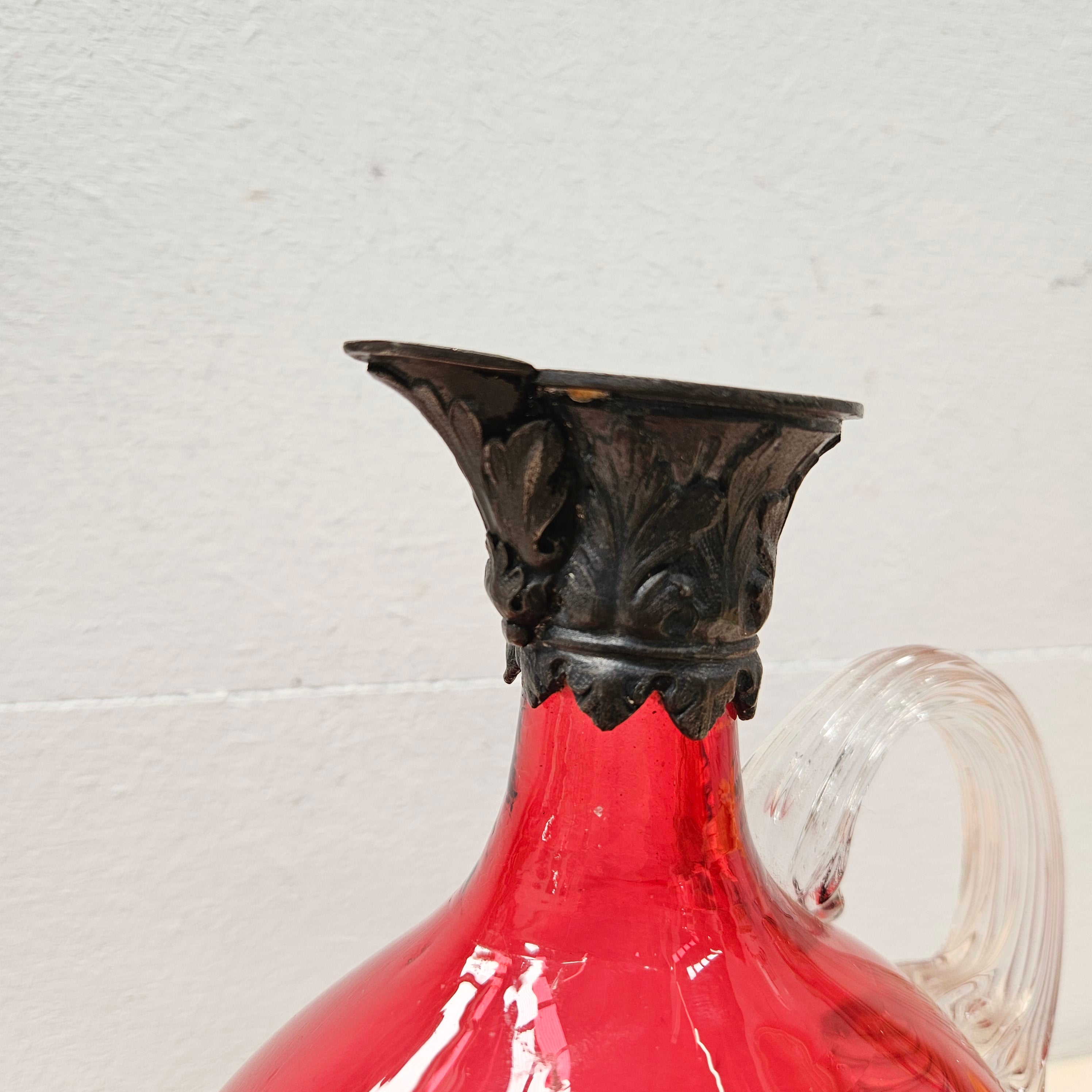 Victorian Cranberry Glass & Brittania Metal Claret Jug | Antique & Vintage | Moonee Ponds Antiques | Australia Wide
