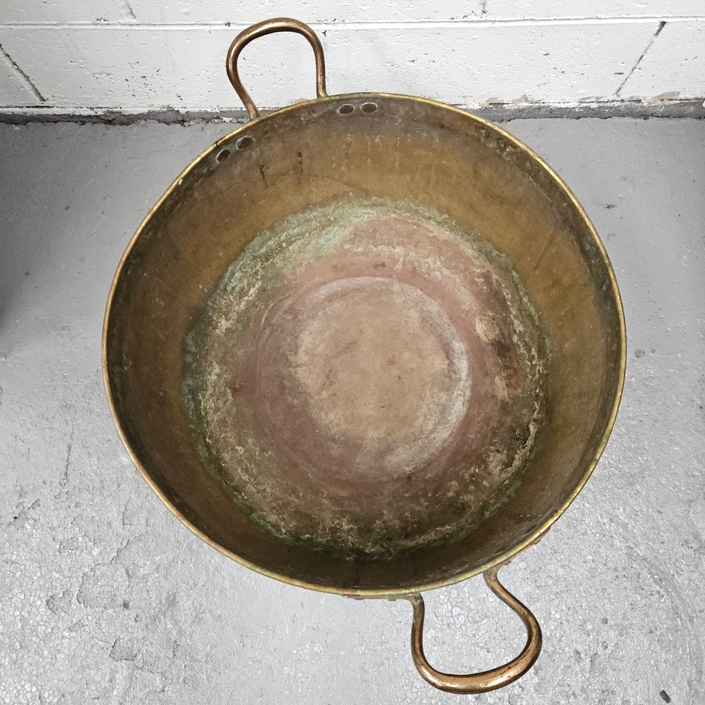 Large Antique brass bucket with handles