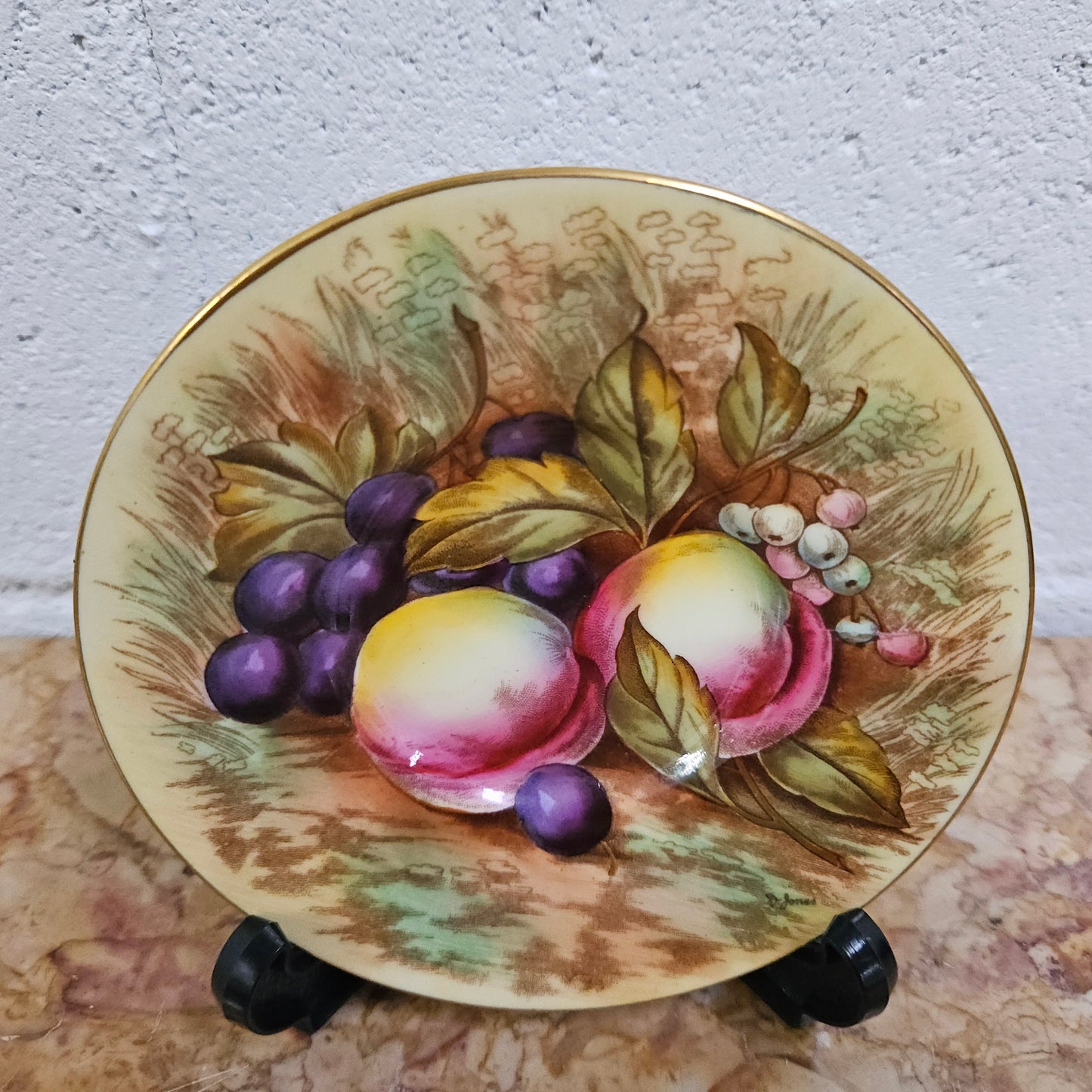 Small Vintage Aynsley Orchard Fruit Signed Dish