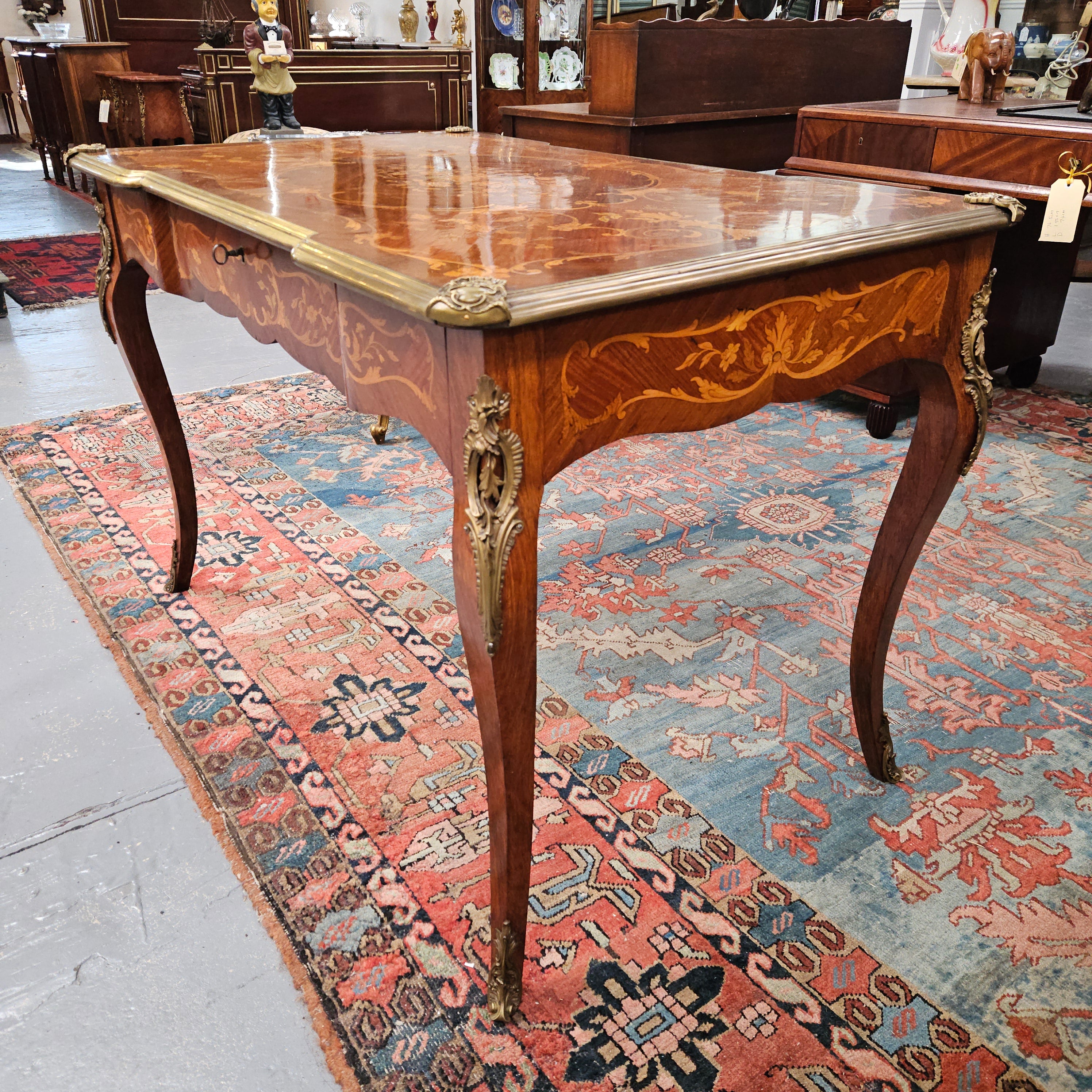 Rosewood Louis 15th Style Marquetry Inlaid Bureau Plat Desk | Antique & Vintage | Moonee Ponds Antiques | Australia Wide Delivery