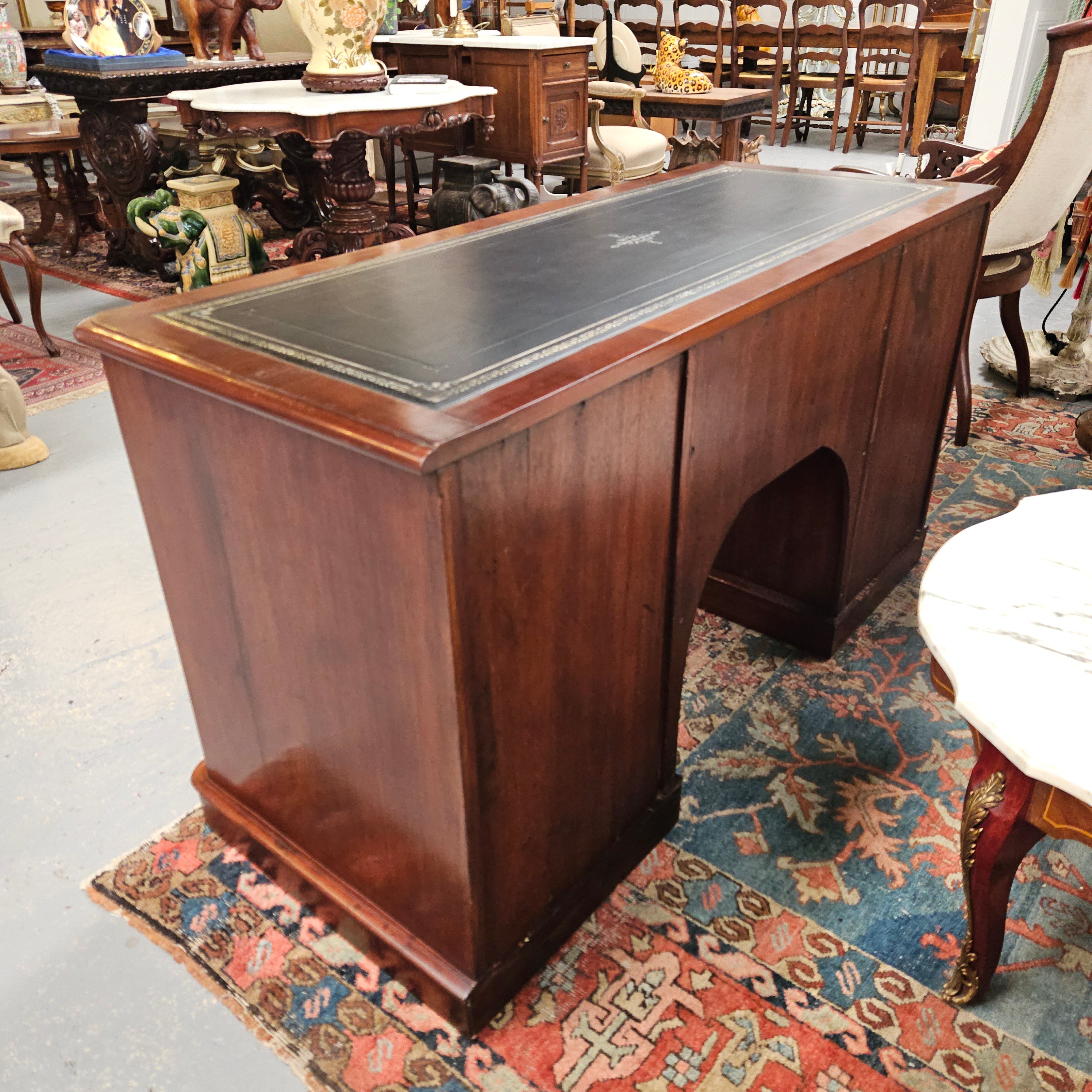 Mid Victorian Leather Top Mahogany Desk | Antique & Vintage | Moonee Ponds Antiques | Australia Wide Delivery