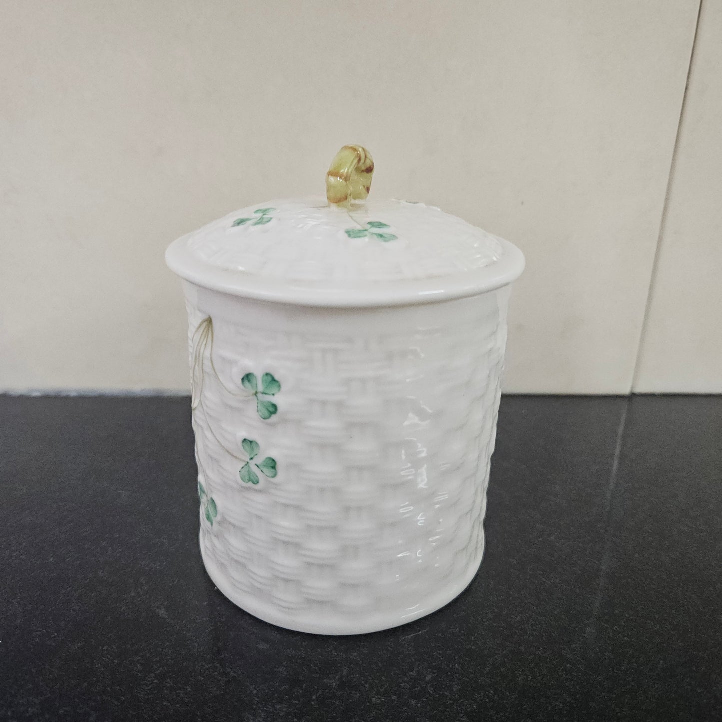 Belleek Shamrock Pattern Small Canister