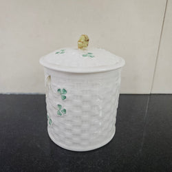 Belleek Shamrock Pattern Small Canister | Antique & Vintage | Moonee Ponds Antiques | Australia Wide Delivery