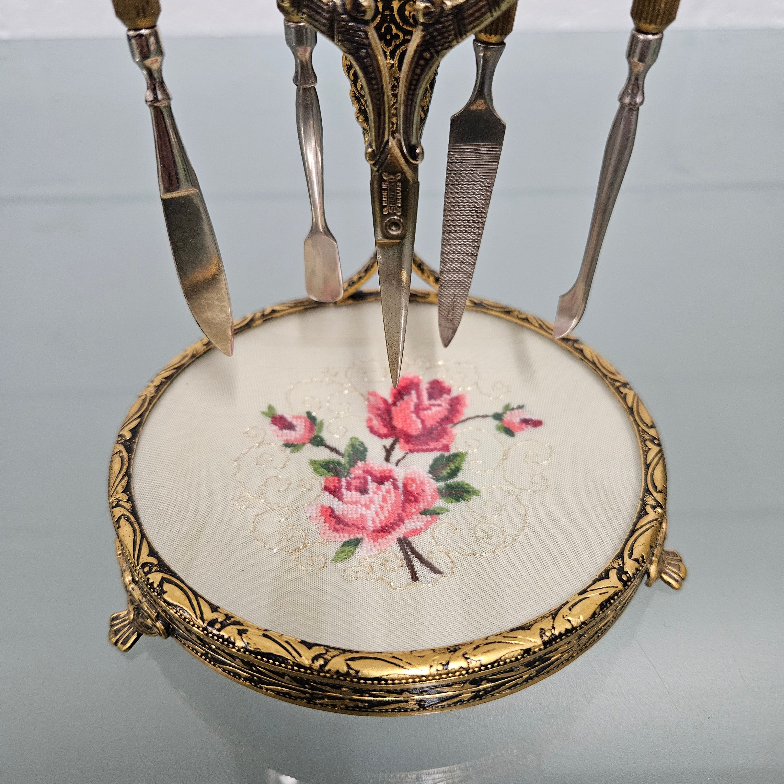 Vintage Five Piece Manicure Set On Stand | Antique & Vintage | Moonee Ponds Antiques | Australia Wide Delivery