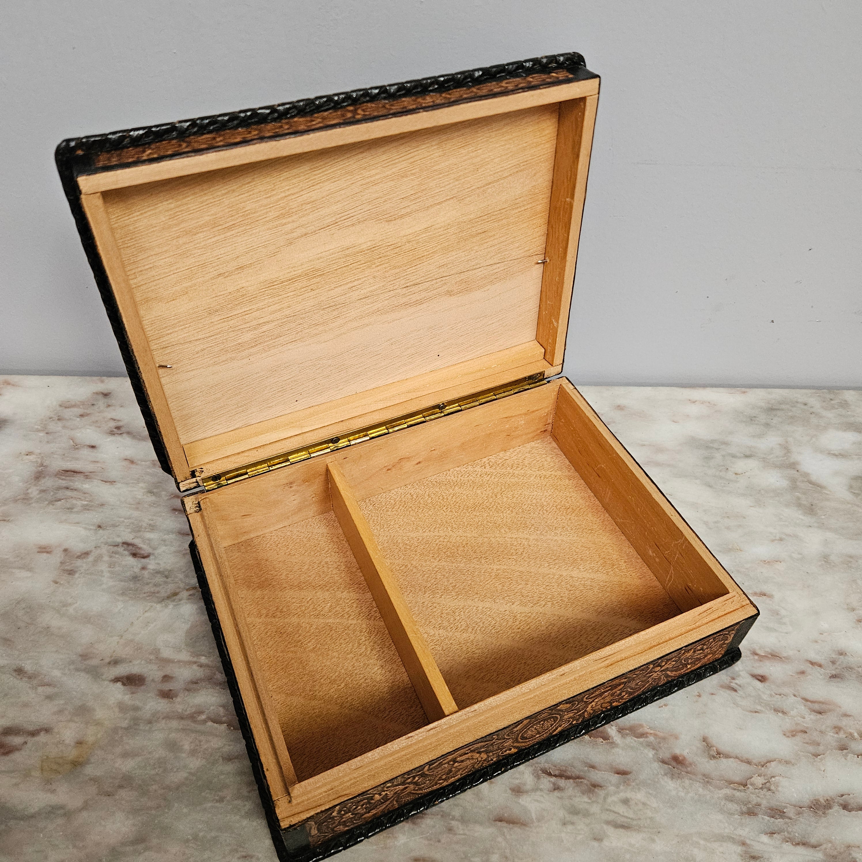 Vintage Spanish Embossed Leather Trinket/Jewellery Box | Antique & Vintage | Moonee Ponds Antiques | Australia Wide Delivery