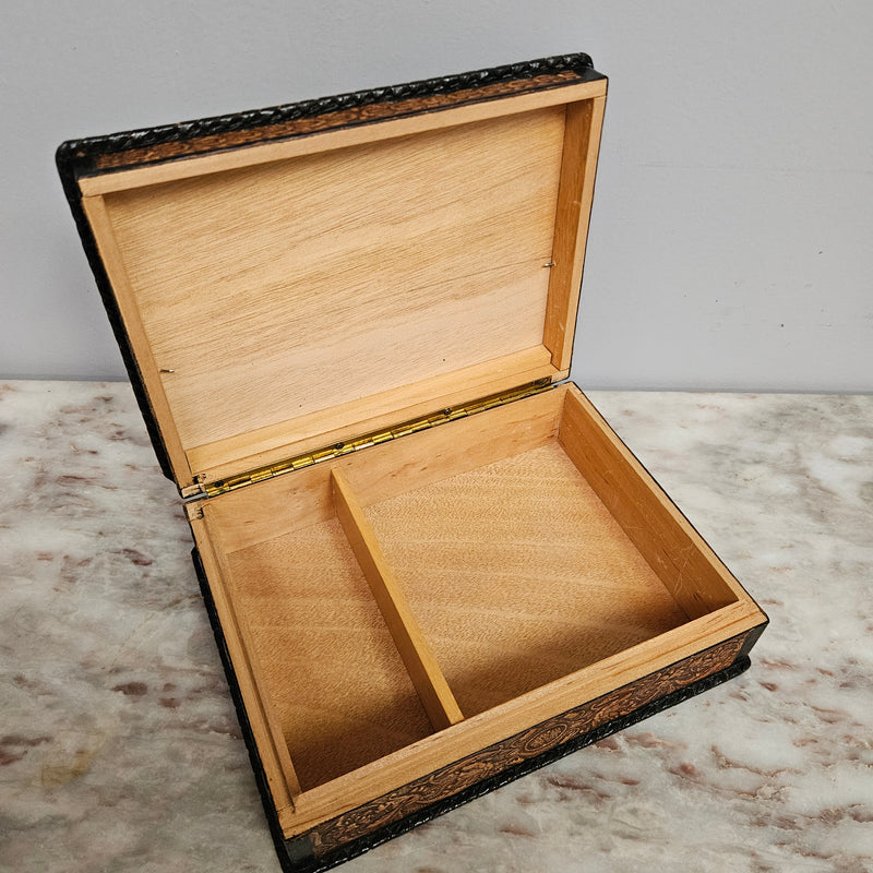 Vintage Spanish Embossed Leather Trinket/Jewellery Box