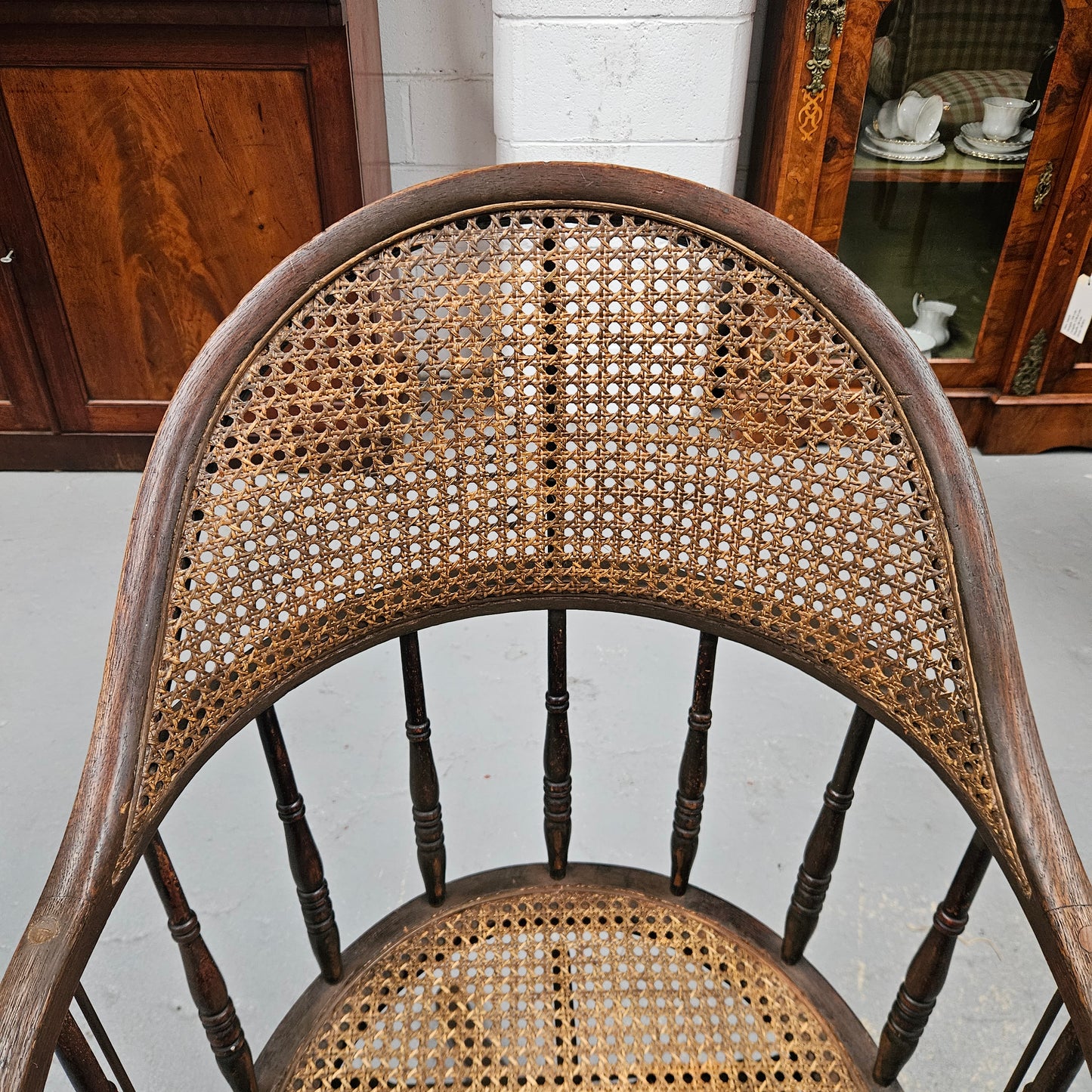 Antique Cane & Oak Office Desk Chair