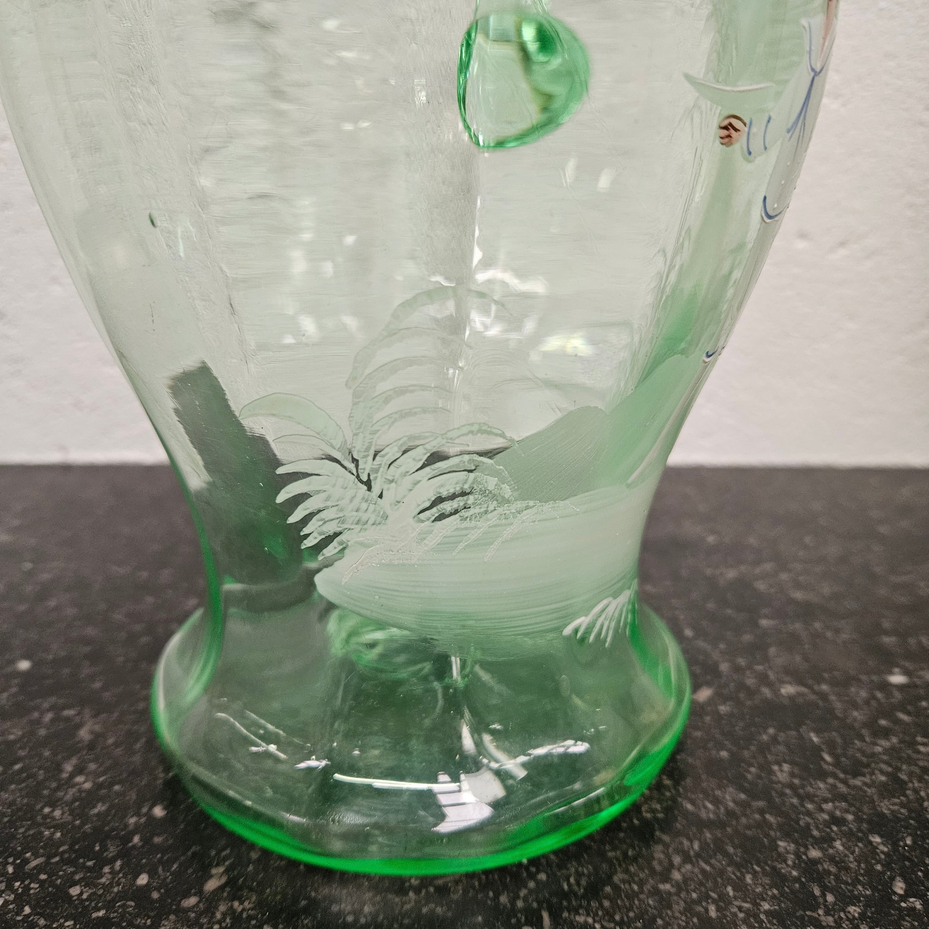 Uranium Glass Mary Gregory Style Large Jug | Antique & Vintage | Moonee Ponds Antiques | Australia Wide Delivery