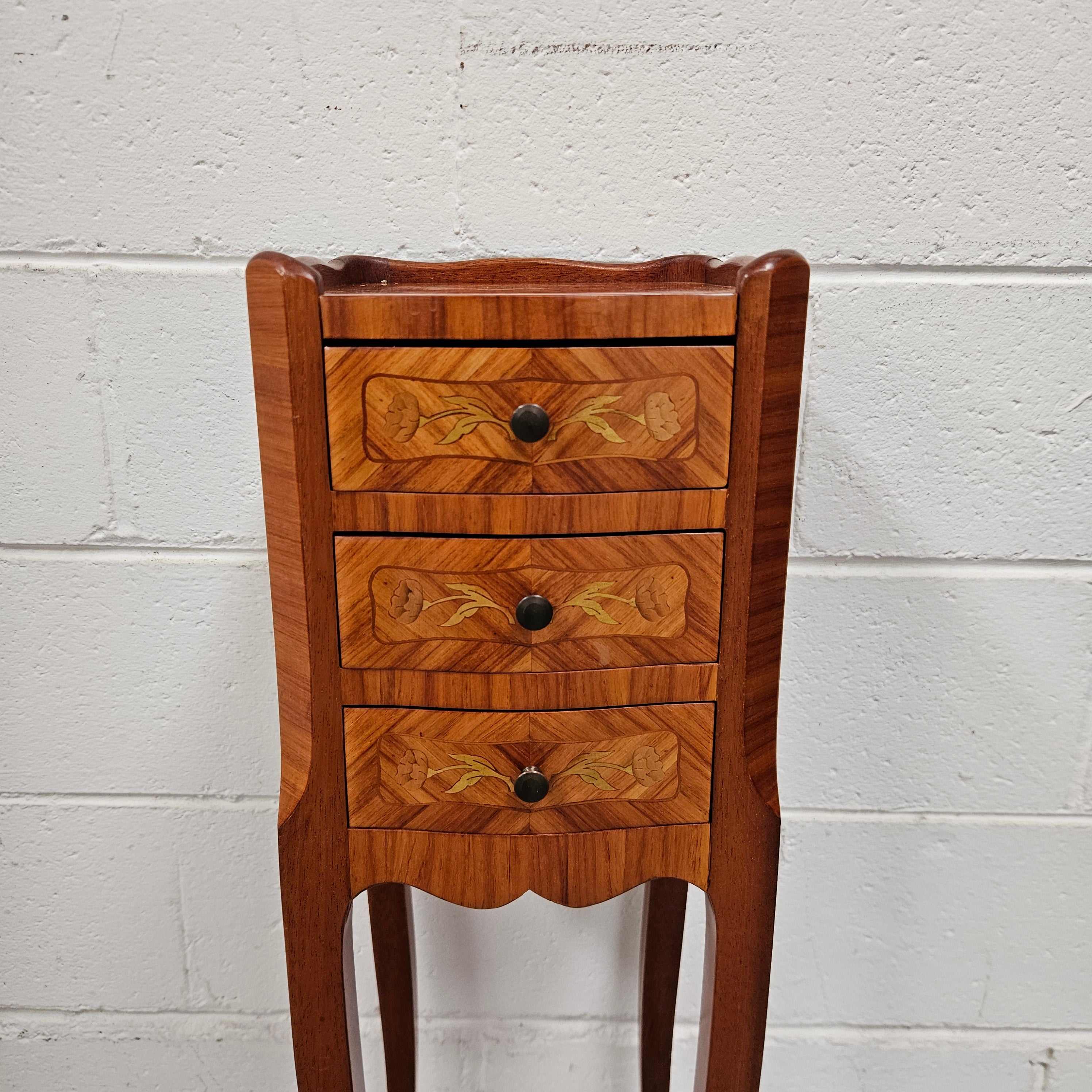 Miniature Marquetry Inlaid Louis XV Style Lamp Table