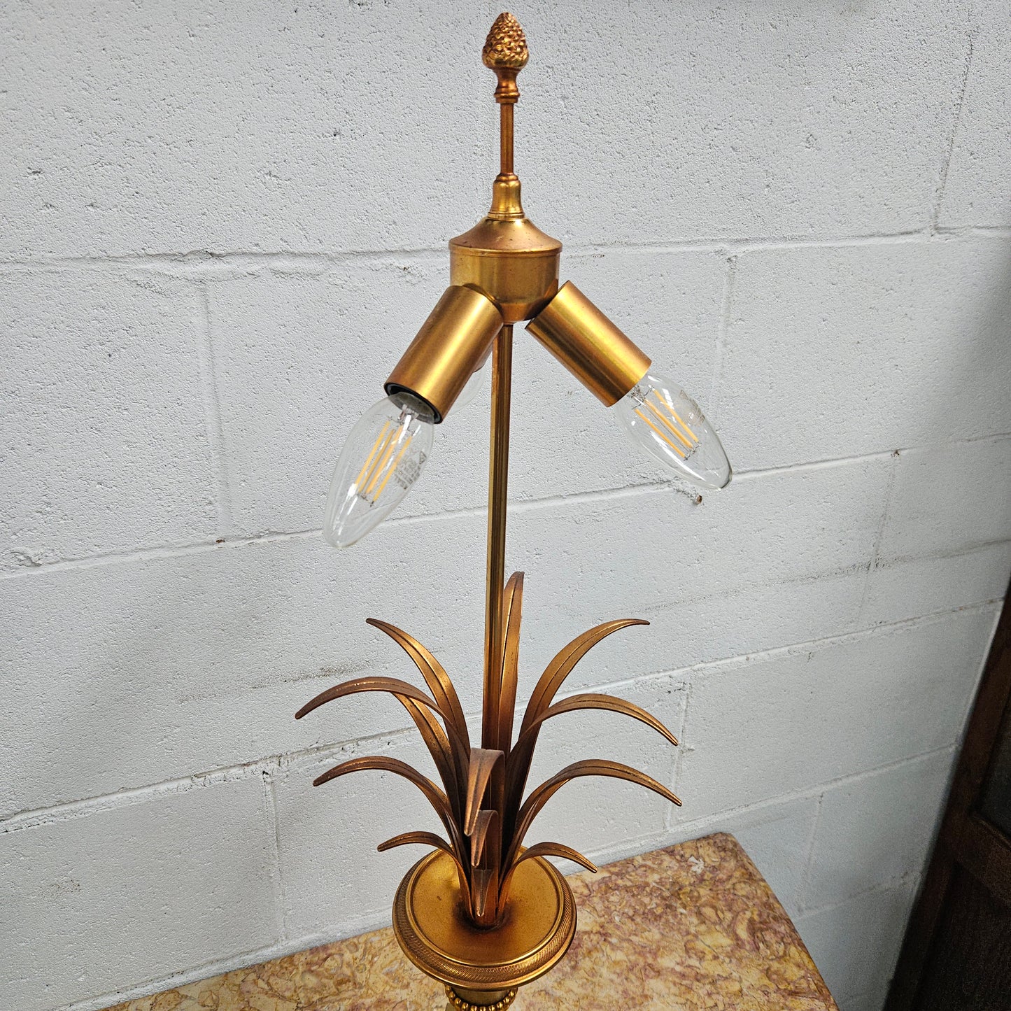 Vintage Designer Gilt Brass Table Lamp By Maison Charles for Boulanger