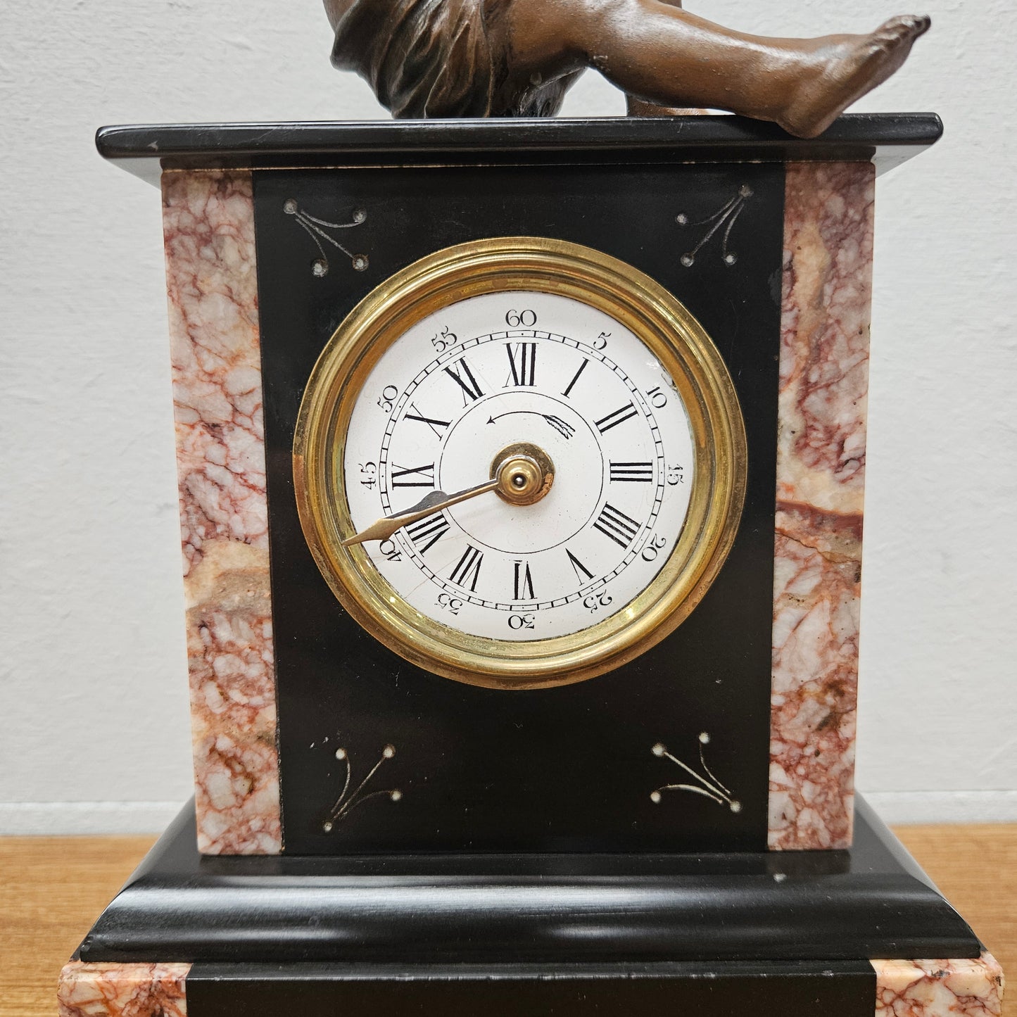 Antique French Mantle Clock Featuring Cherub