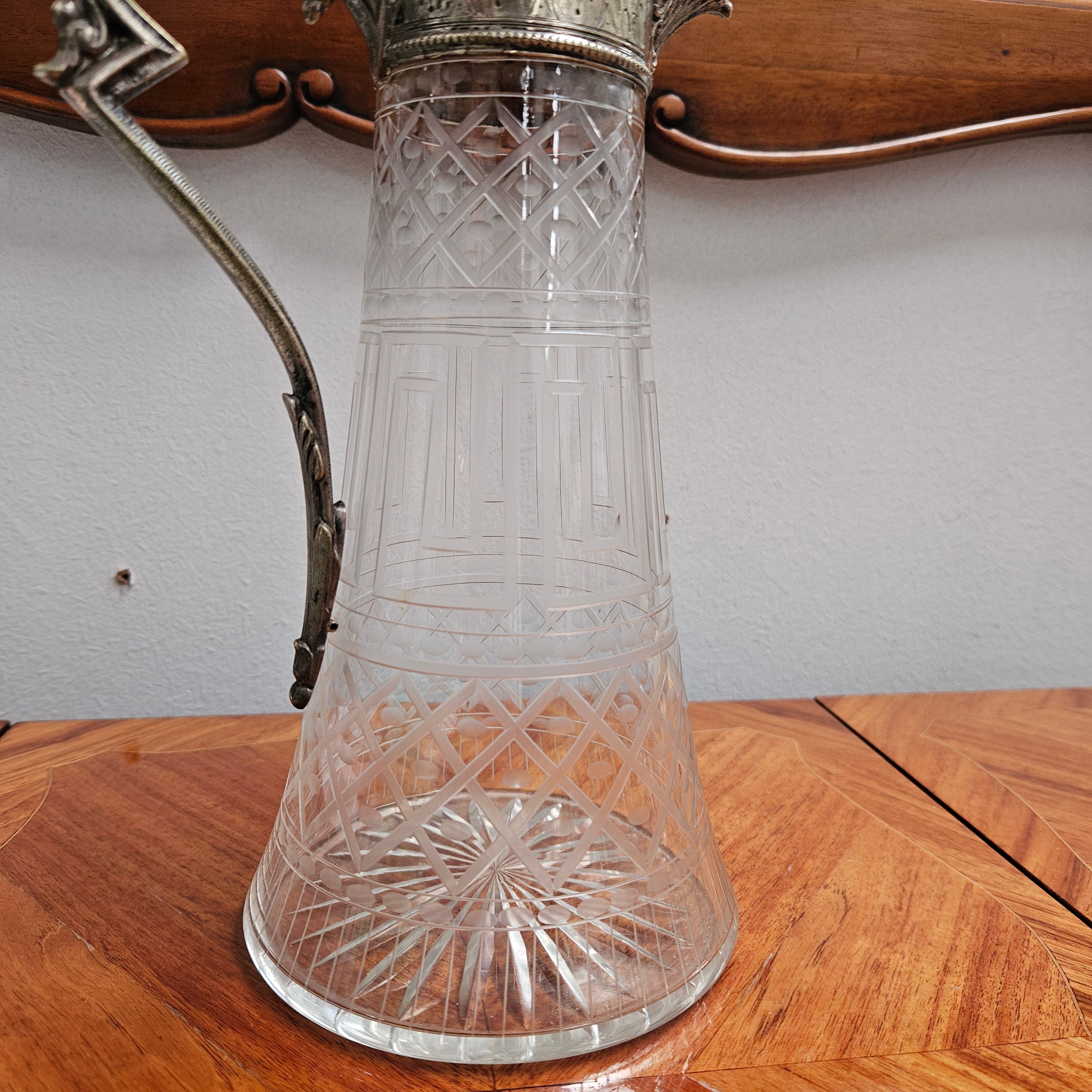 Superb Edwardian Crystal & Silver Plate Claret Jug | Antique & Vintage | Moonee Ponds Antiques | Australia Wide Delivery