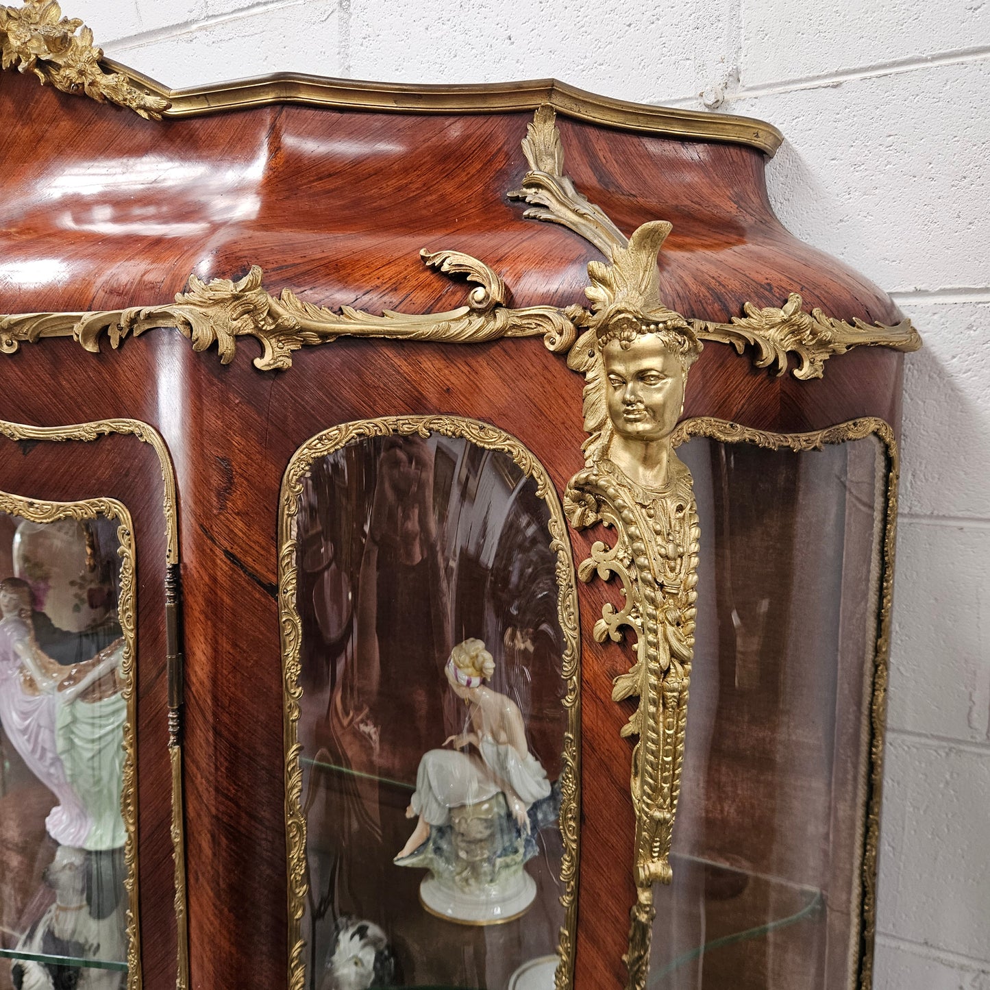 Rare Rosewood Vitrine With Stunning Hand Painted Panels & Gilt Bronze Ormolu trim