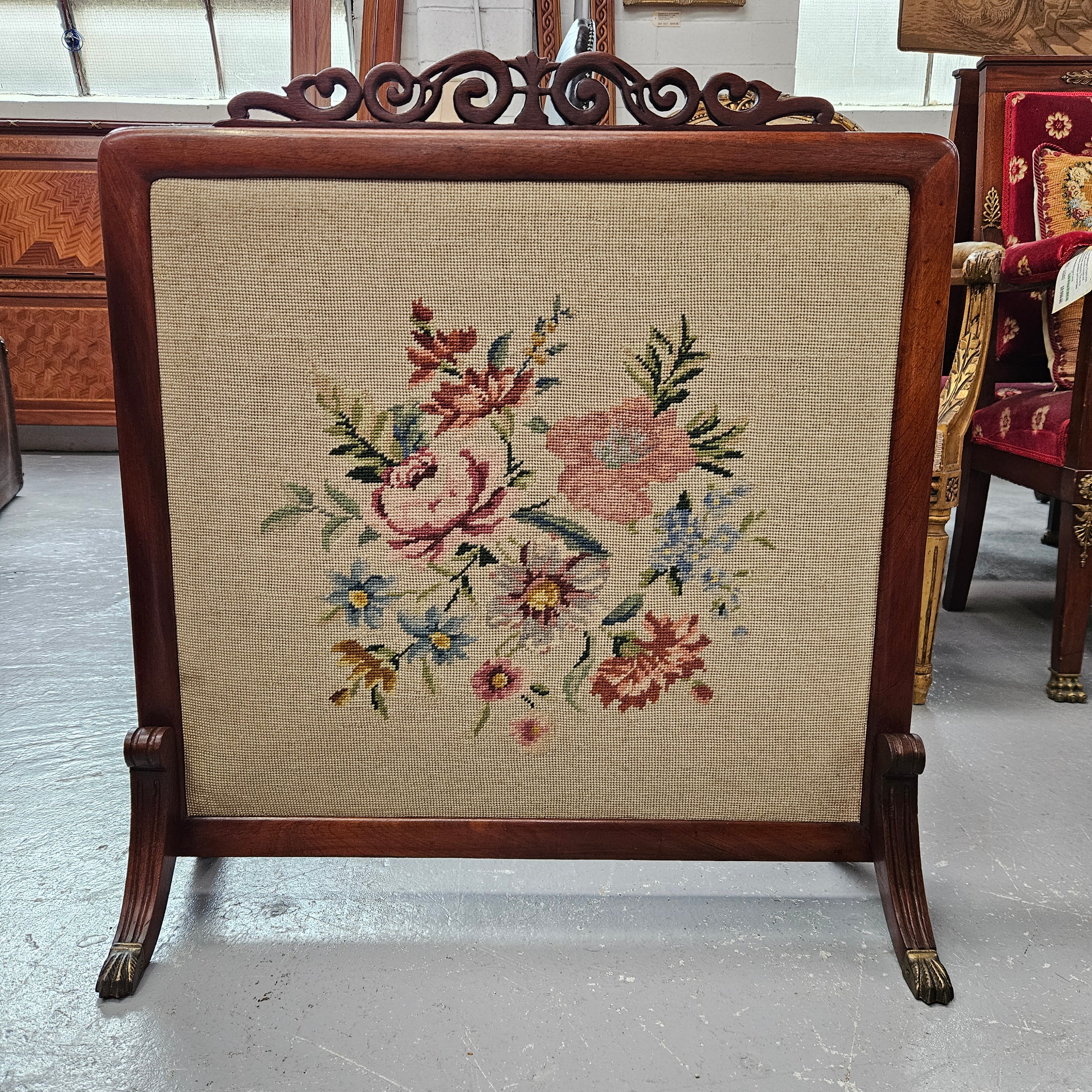 Decorative Tapestry Fire Screen | Antique & Vintage | Moonee Ponds Antiques | Australia Wide Delivery