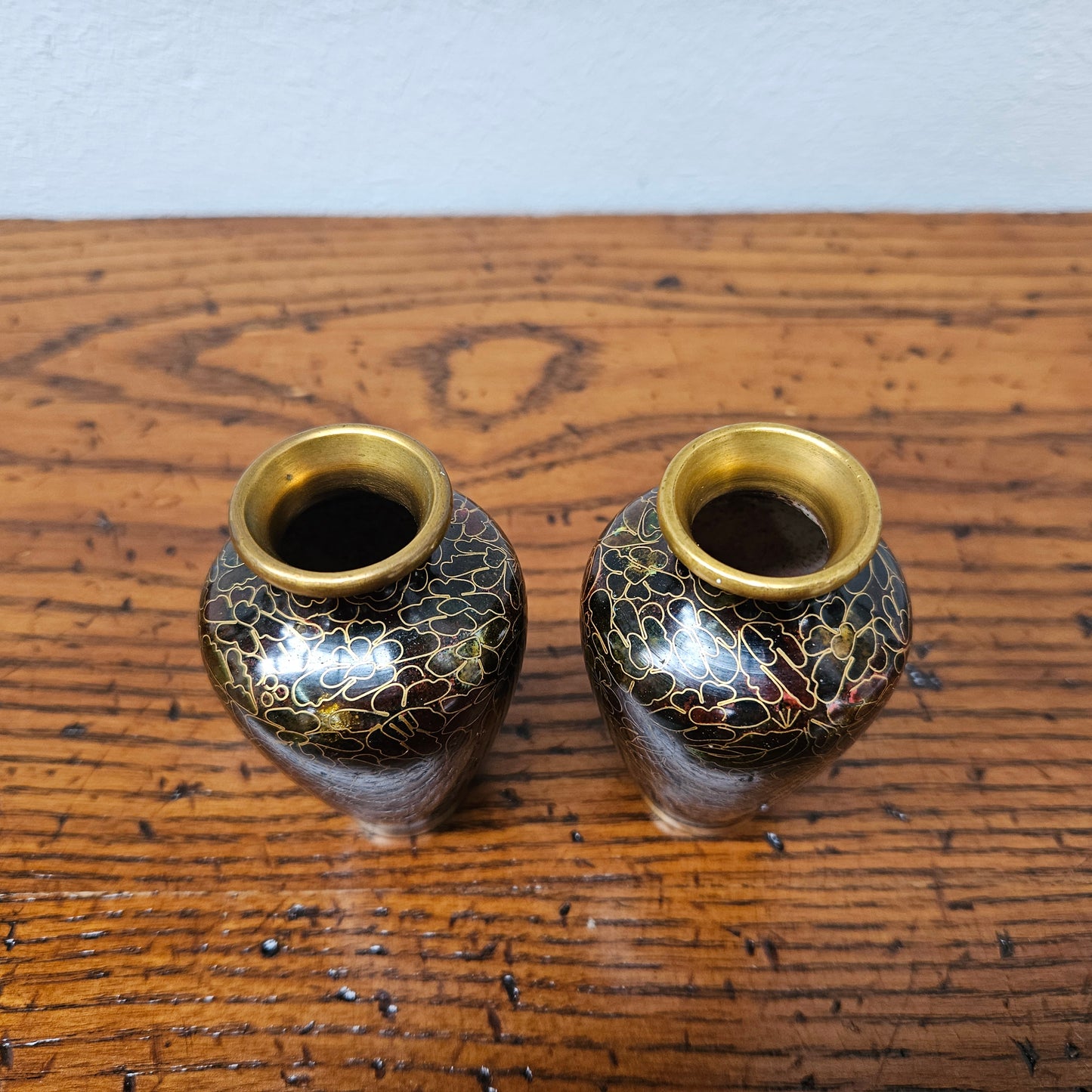 Pair of Miniature Cloisonne Vases