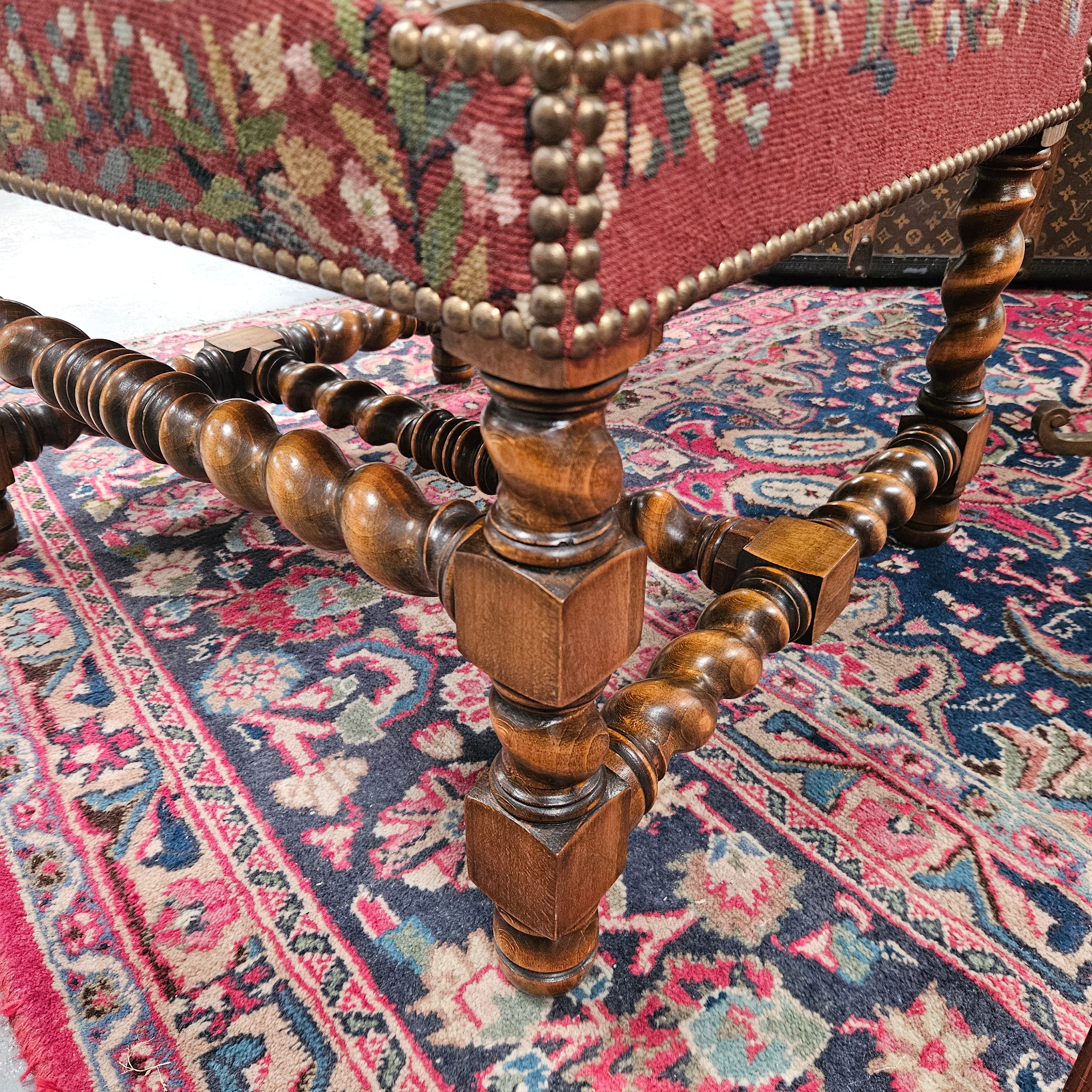 19th Century French Carved Walnut & Tapestry Fireside/Throne Chair | Antique & Vintage | Moonee Ponds Antiques | Australia Wide Delivery