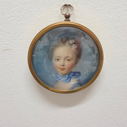 Vintage Gilt Framed Miniature Print With Convex Glass