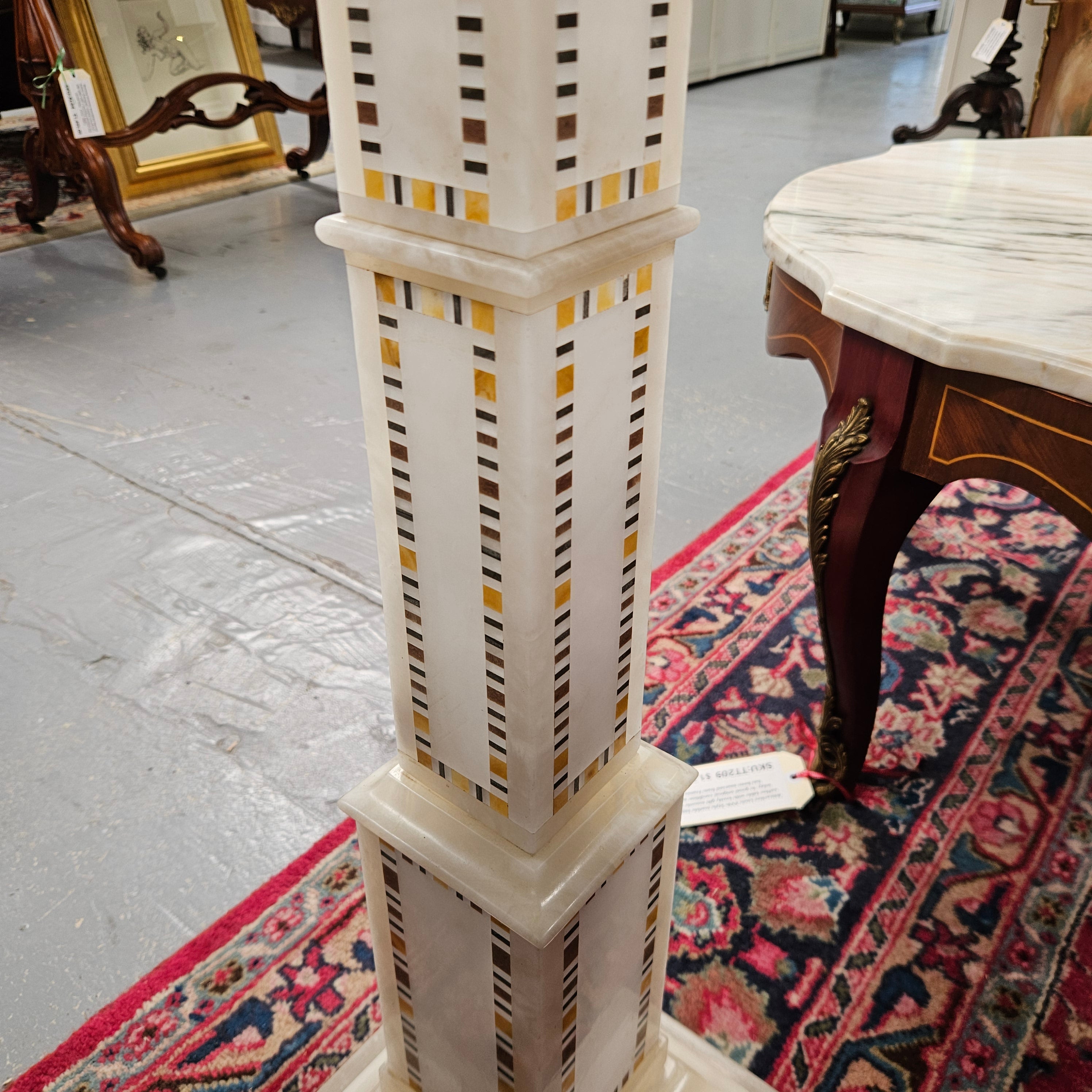 Antique Pietra Dura Alabaster Pedestal | Antique & Vintage | Moonee Ponds Antiques | Australia Wide