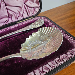 Superior Pair of Solid Silver Georgian Berry Serving Spoons in Case | Antique & Vintage | Moonee Ponds Antiques | Australia Wide Delivery