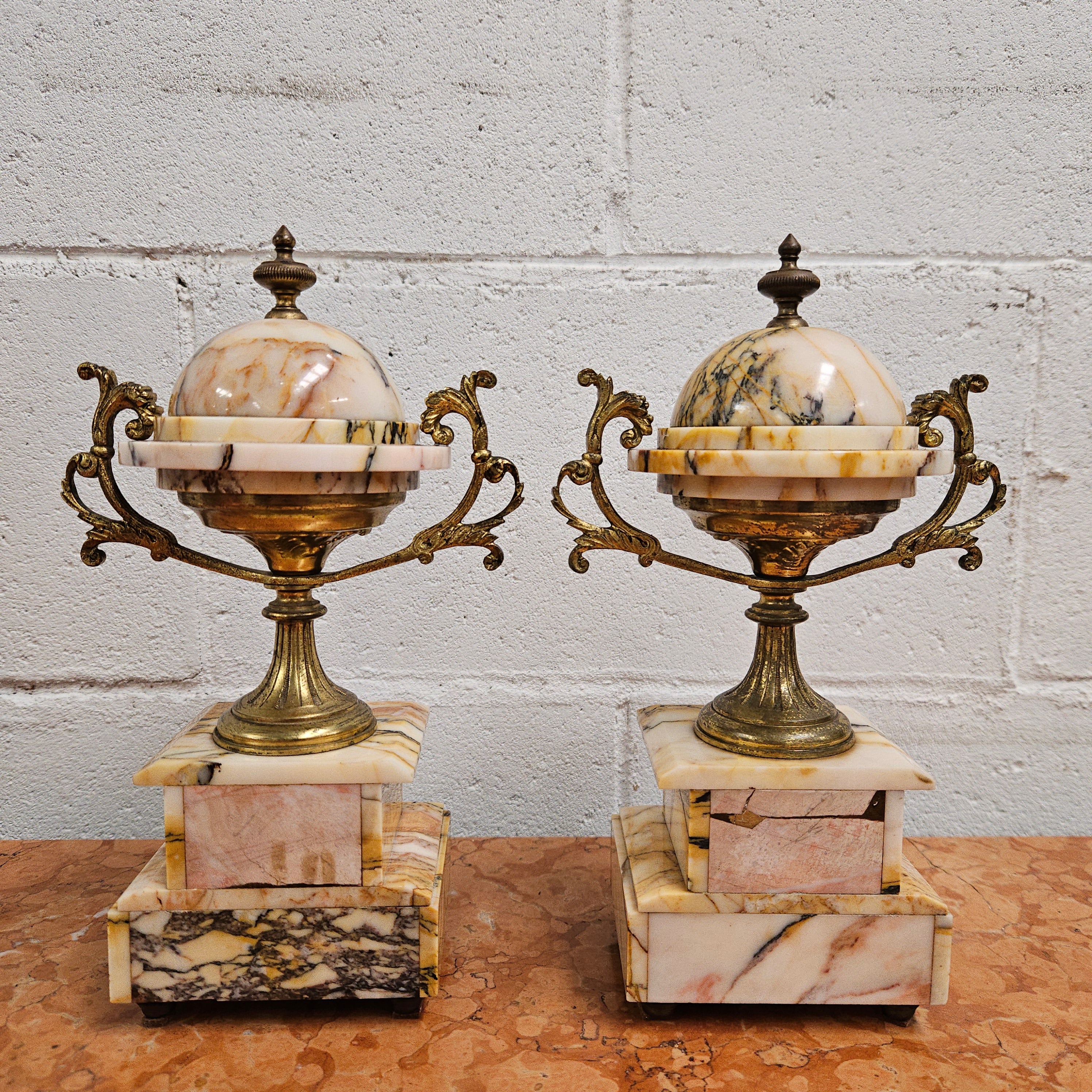 Elegant French Marble & Gilt Brass Cassolettes | Antique & Vintage | Moonee Ponds Antiques | Australia Wide Delivery