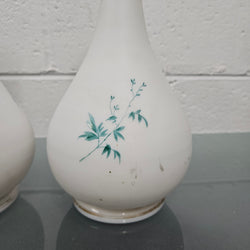 Pair Of Hand Painted Antique Milk Glass Vases Featuring Daffodils | Antique & Vintage | Moonee Ponds Antiques | Australia Wide Delivery