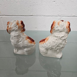 Pair of Antique Staffordshire Spaniels Statues