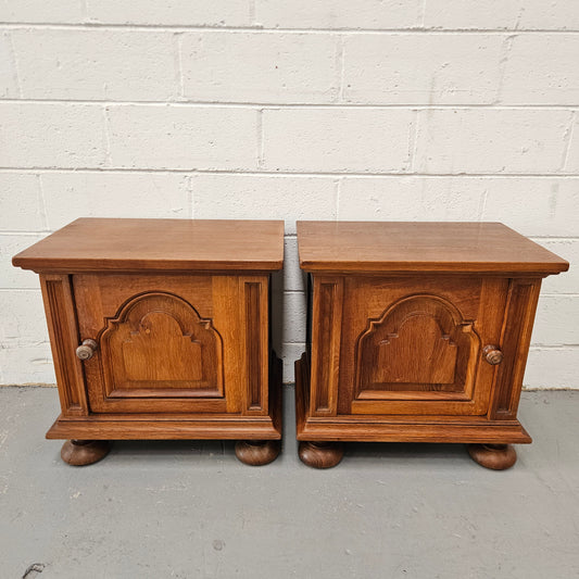 Pair of French Oak Gothic Style Bedsides