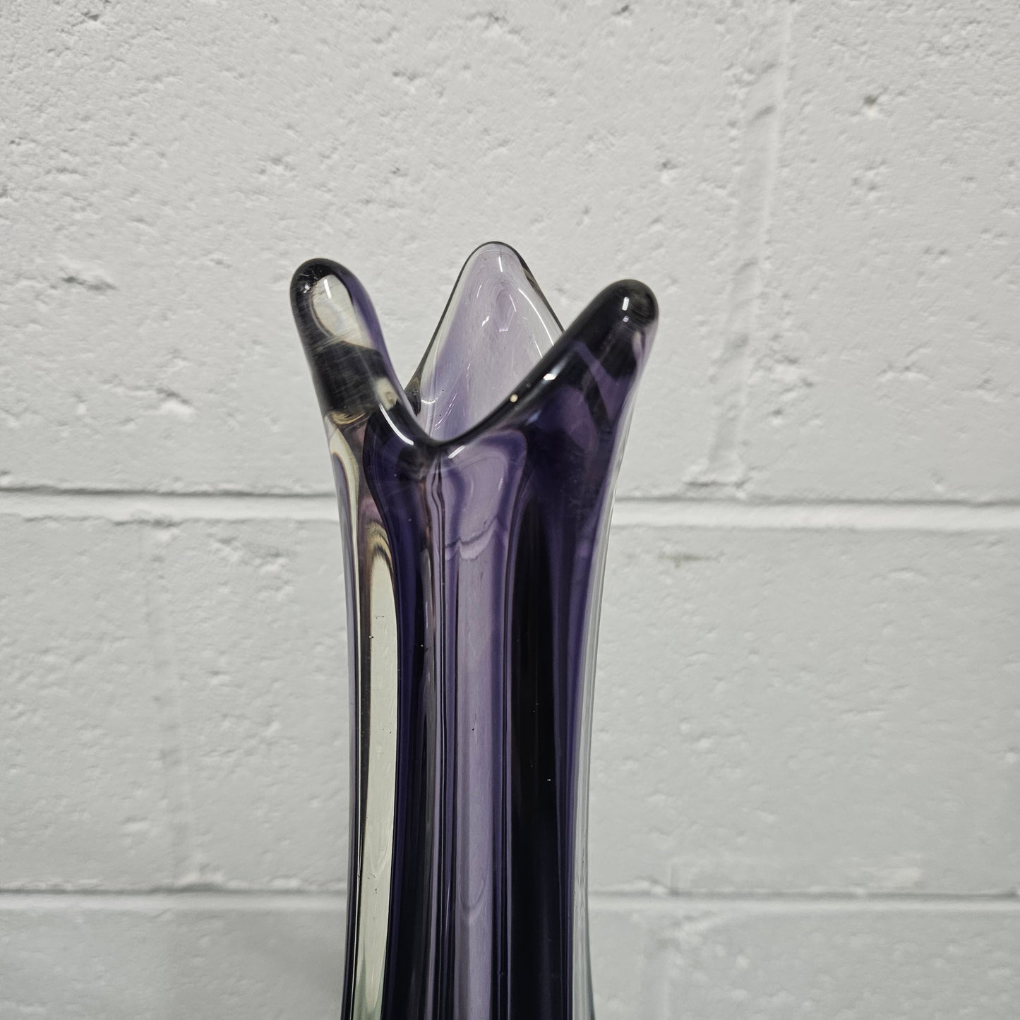Tall Murano "Somerso" Amethyst & Clair Glass Vase