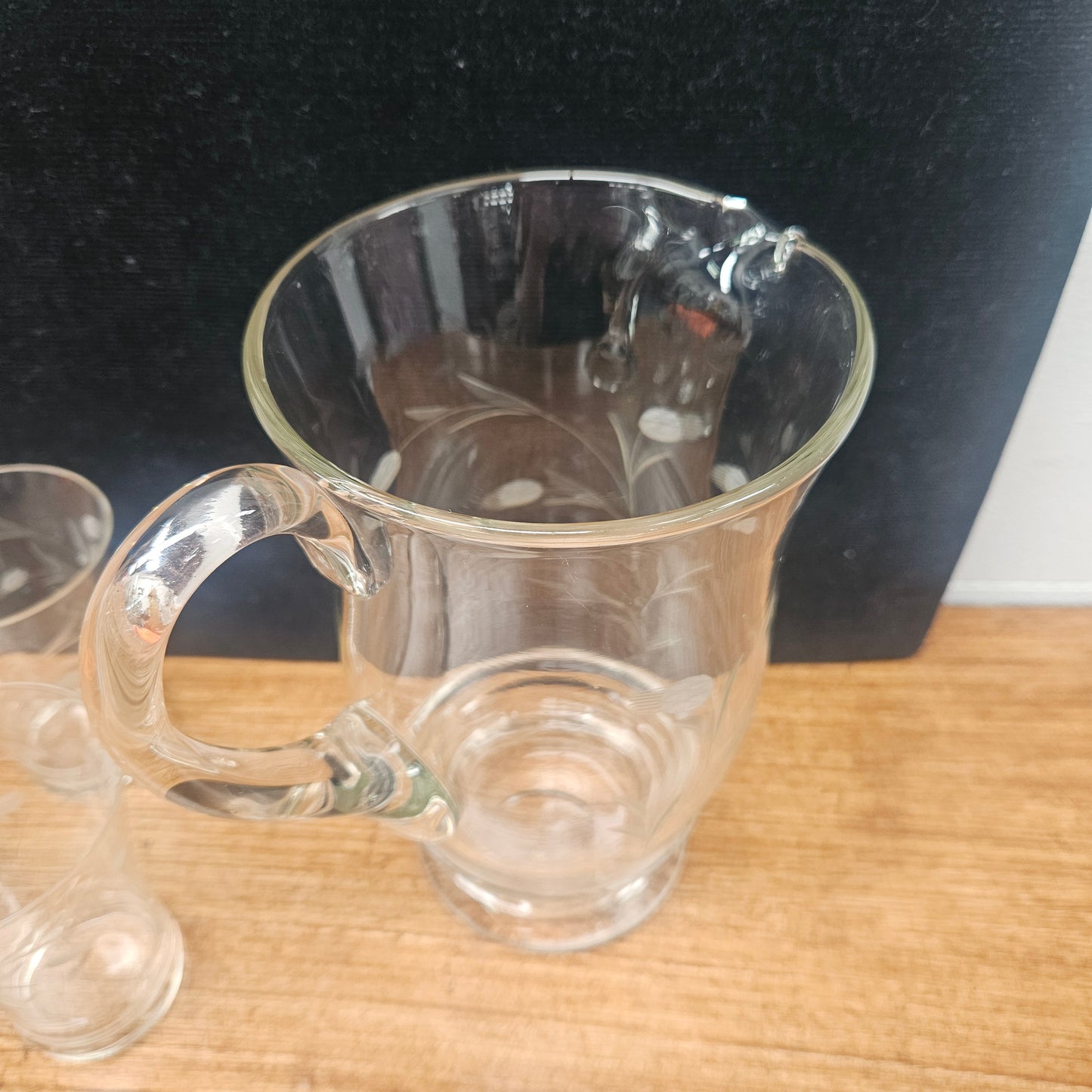 Vintage Etched Glass Drink Set